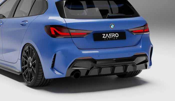 BMW 1 Series M Sport F40 Single Exit (116i 116d 118i 118d) EVO-1 Gloss Black Rear Diffuser by ZAERO (2019-2024)