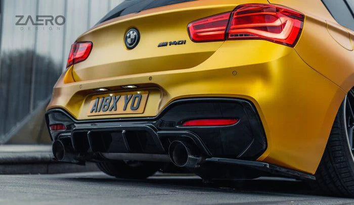 BMW 1 Series, M135i & M140i F20 F21 LCI EVO-1 Gloss Black Diffuser Side Spat Flap Extensions by ZAERO (2015-2019)