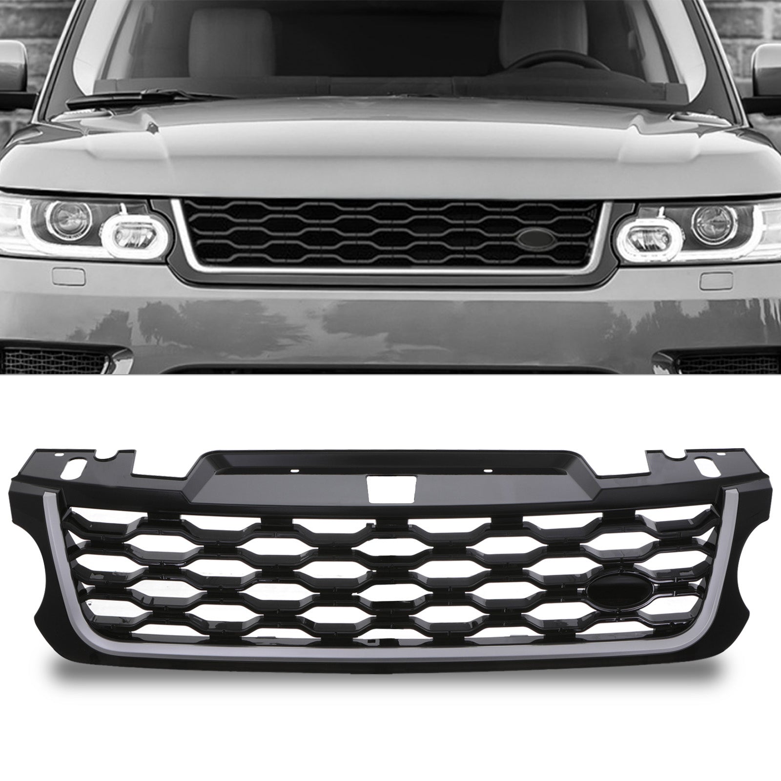 Predator 4x4 Black & Silver Facelift Upgrade Front Grille To Fit Range Rover Sport 14-17
