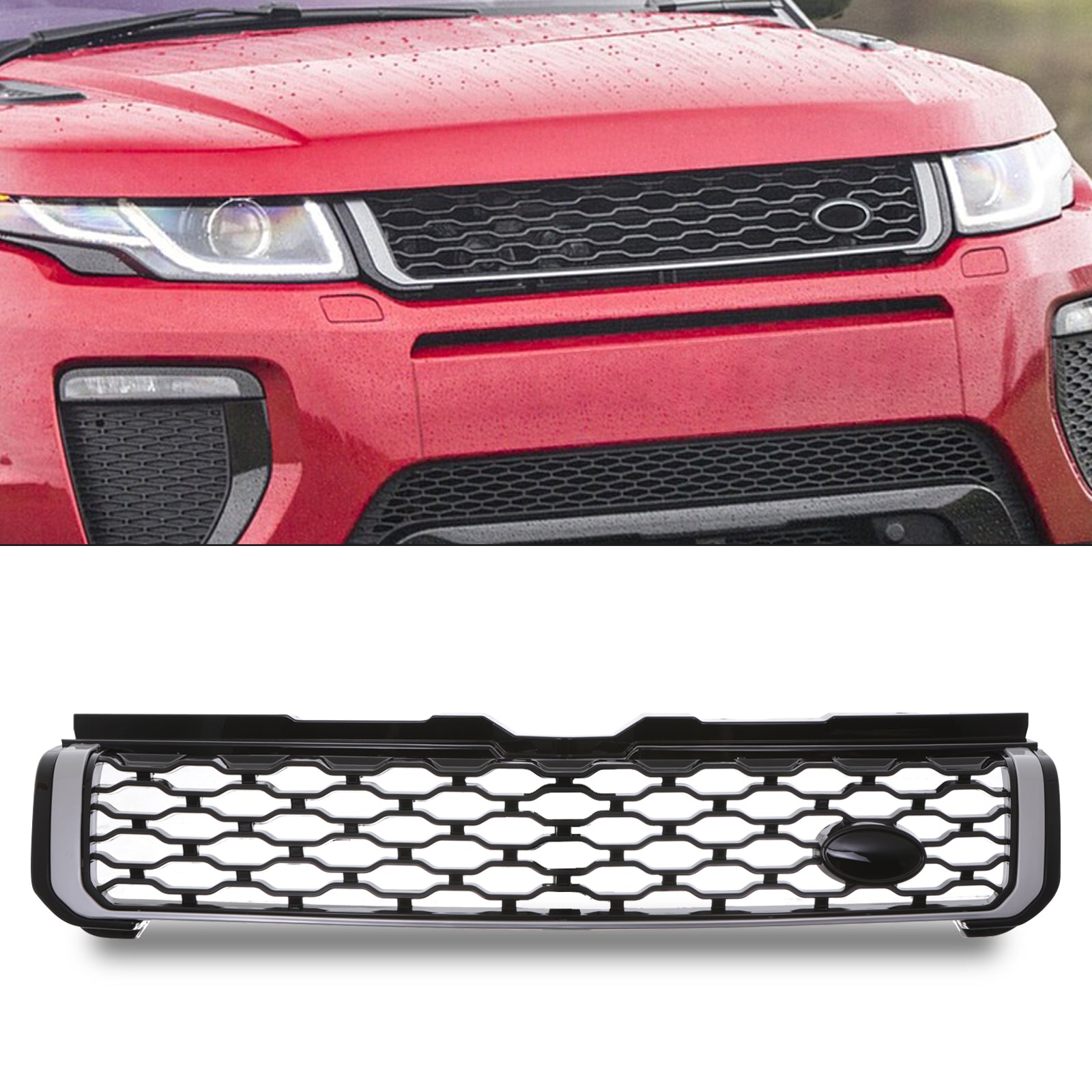 Predator 4x4 Black & Silver Dynamic Look Front Grille To Fit Range Rover Evoque L551 19+