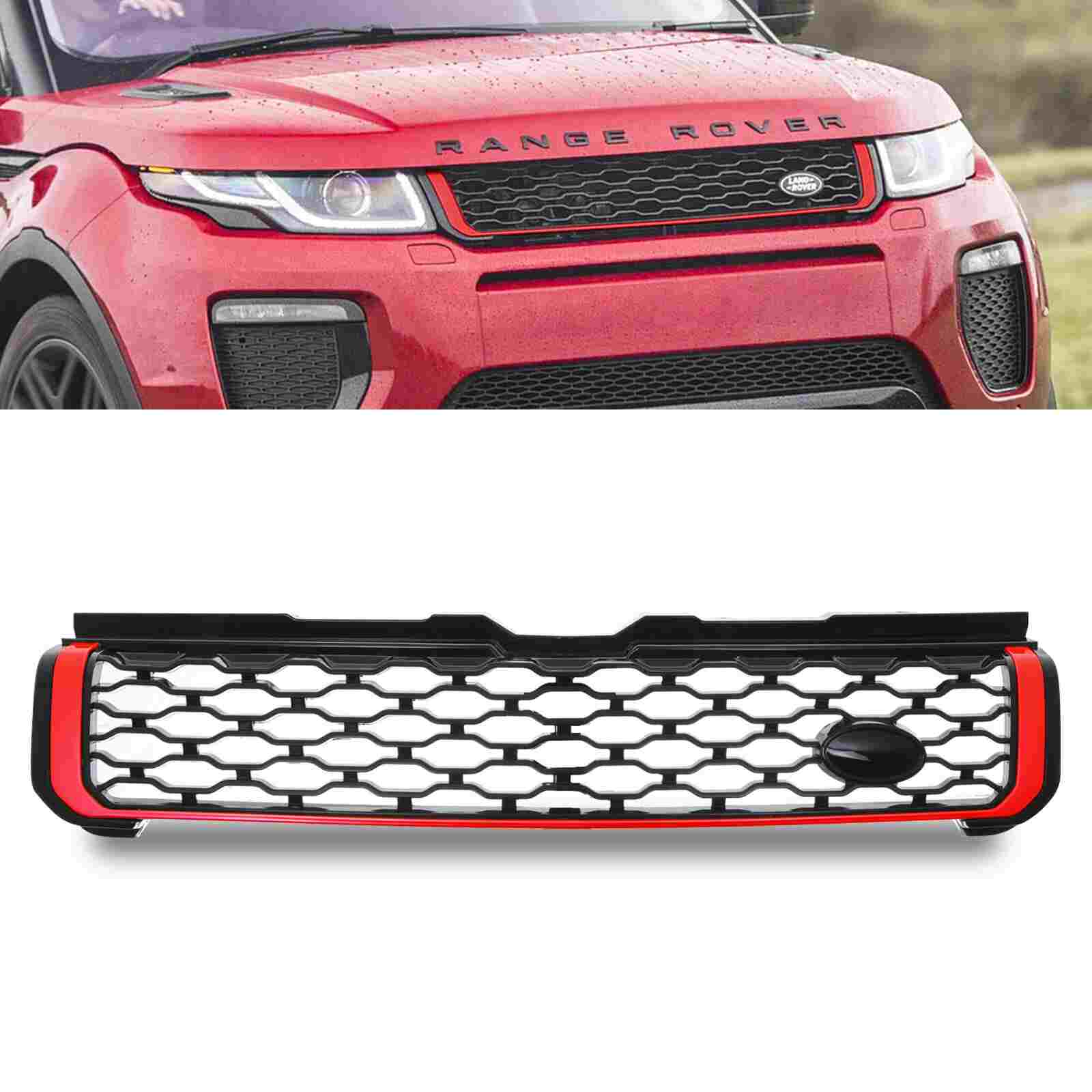 Predator 4x4 Black & Red Dynamic Style Front Grille To Fit Range Rover Evoque L551 19+