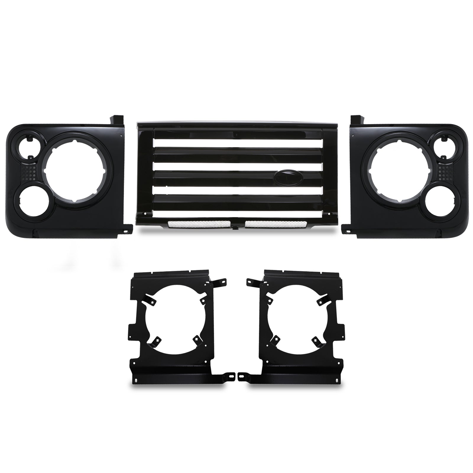 Predator 4x4 Black Grille & Light Surround Kit To Fit Land Rover Defender 83-16