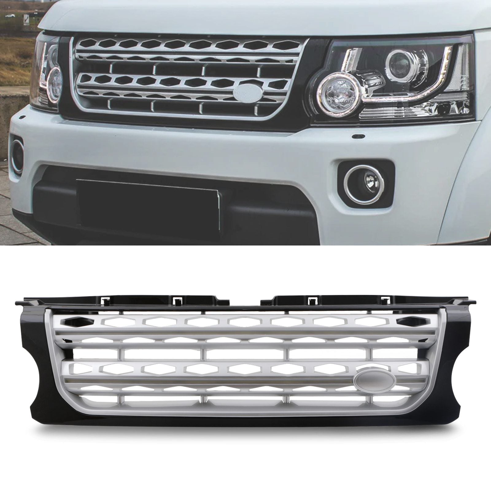 Predator 4x4 Black And Silver Grille To Fit Land Rover Discovery 4 15-17