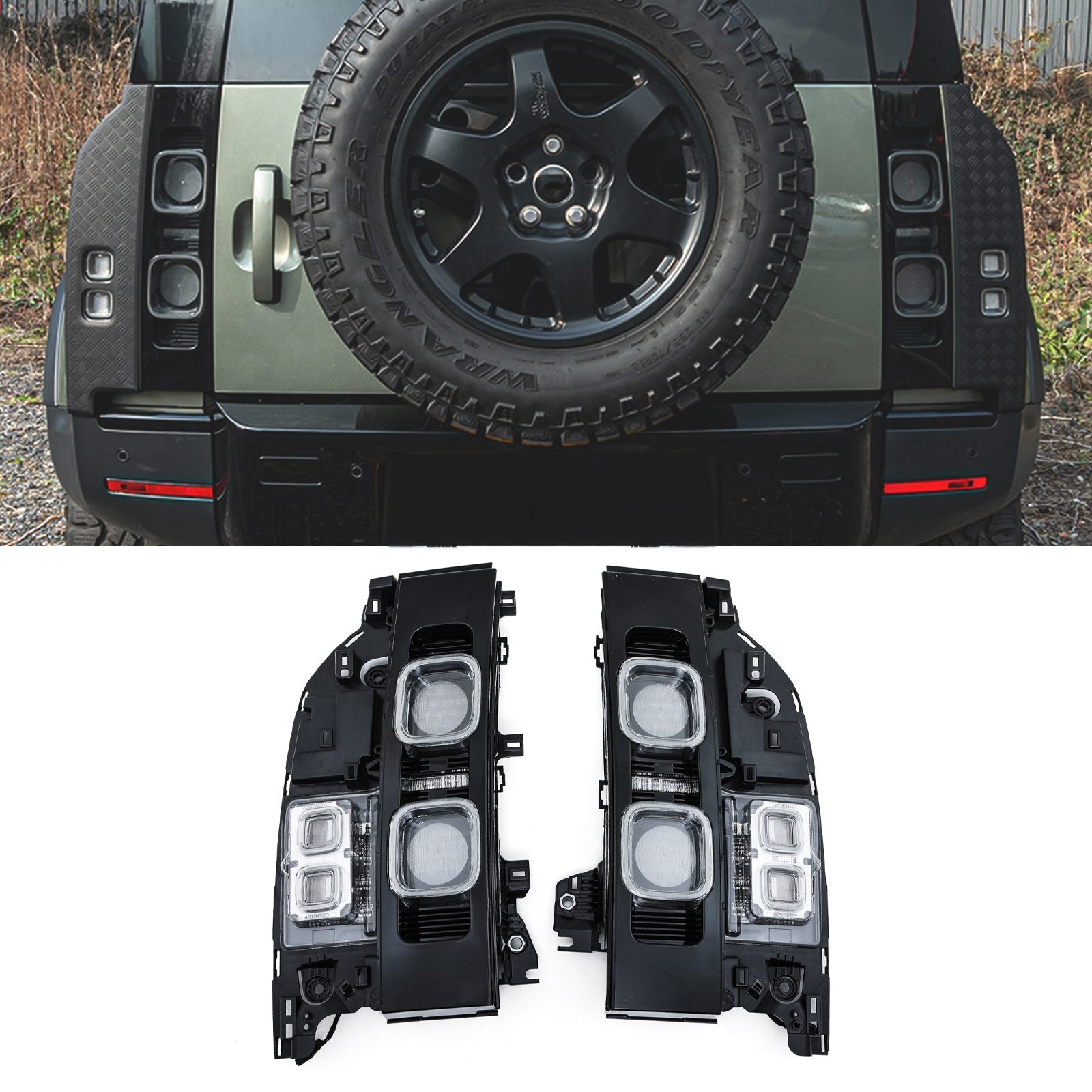 Predator 4x4 Rear Clear Tail Lamps To Fit Land Rover Defender L663 2020+