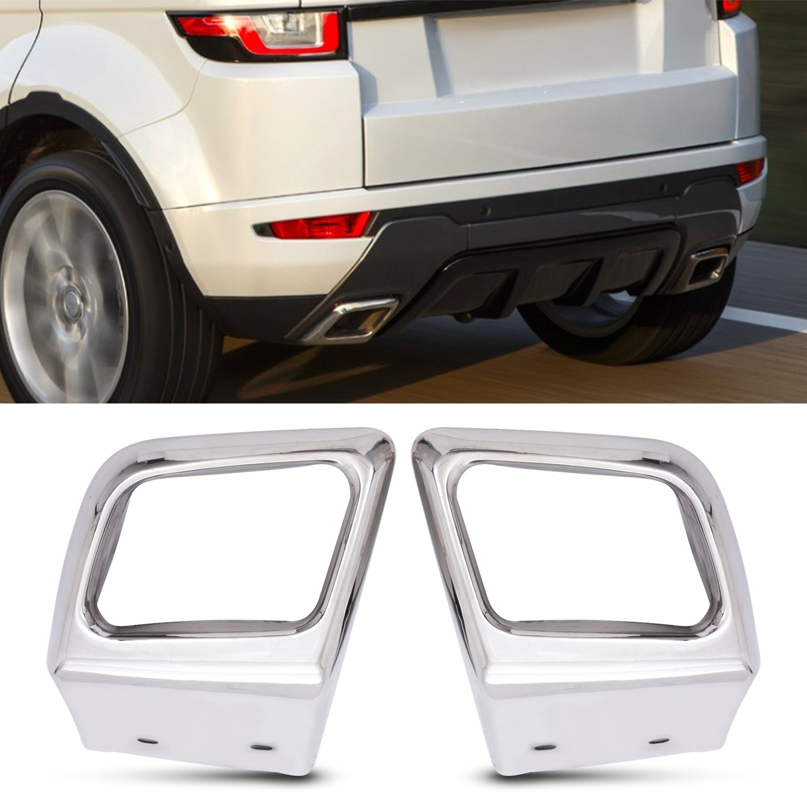 Predator 4x4 Chrome Exhaust Bumper Tail Pipe Trims To Fit Range Rover Evoque L538 10-17