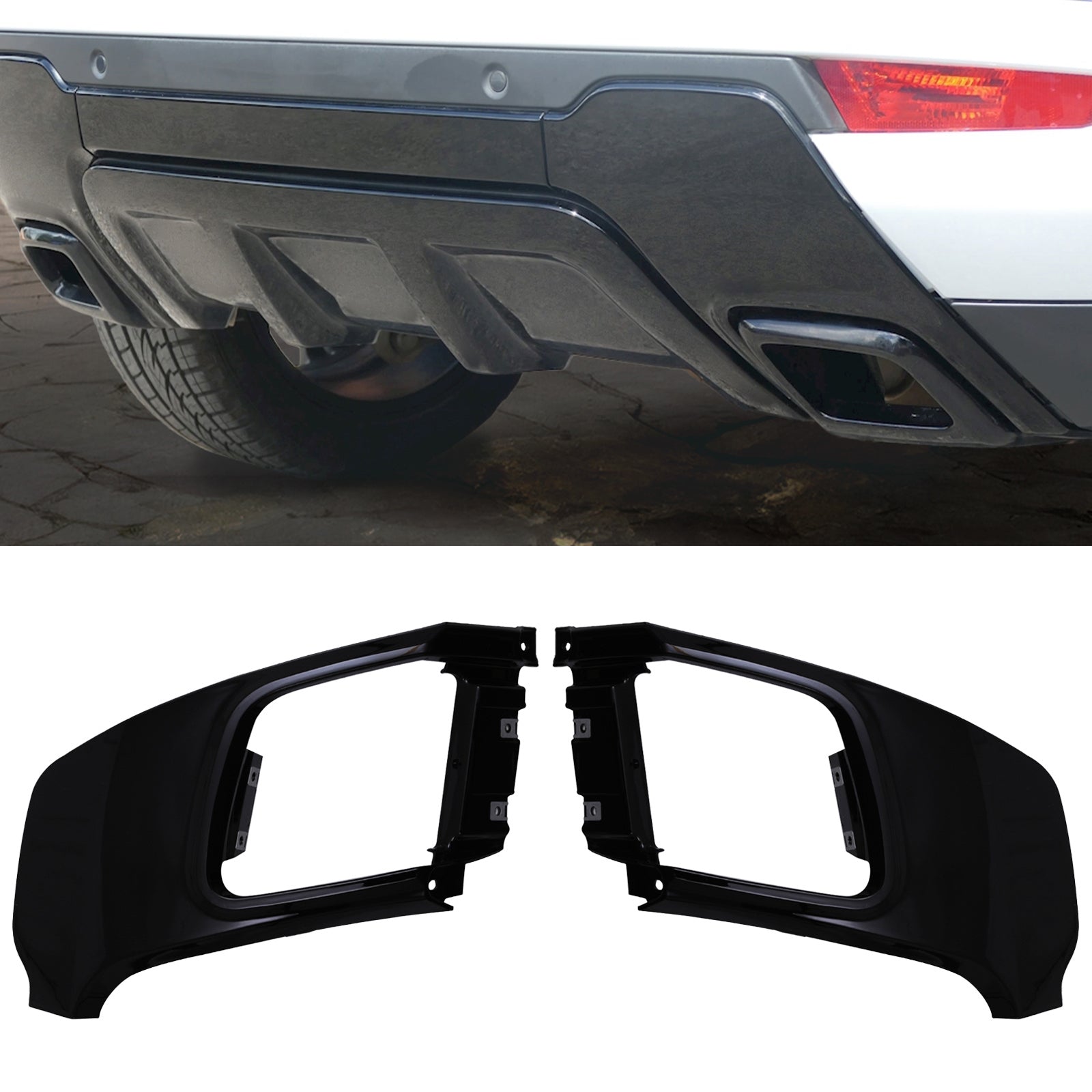 Predator 4x4 Black Exhaust Rear Bumper Surrounds To Fit Range Rover Evoque L538 10-17