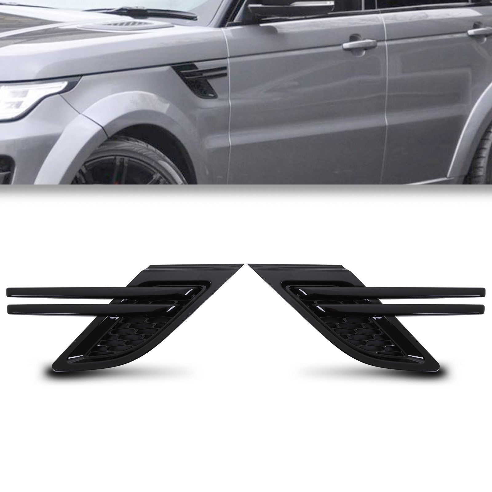 Predator 4x4 Black Side Wing Vents To Fit Range Rover Sport L494 14-17