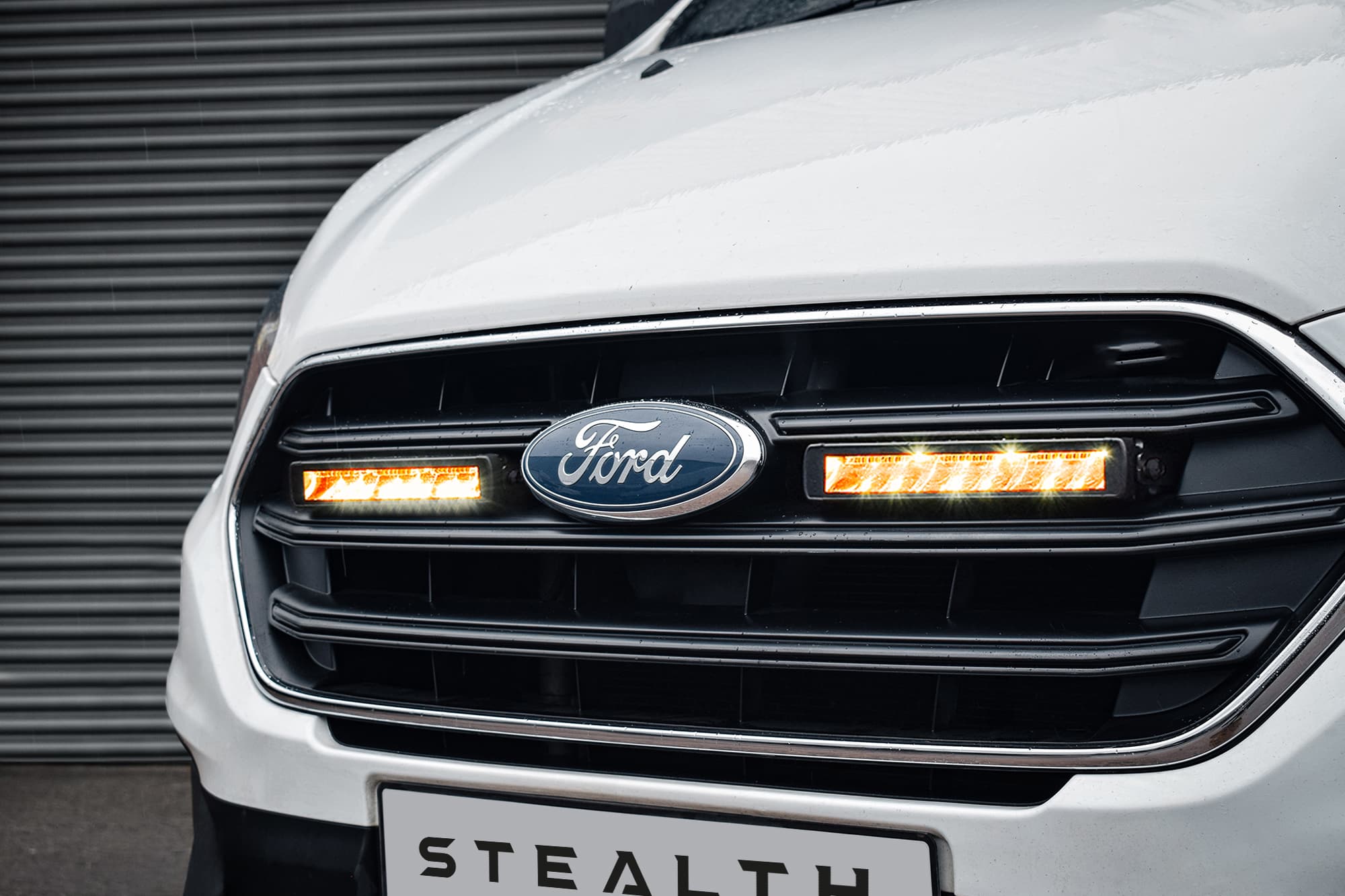 Stealth Ford Transit Custom 2019-2023 Twin 10" Flashing Luminous LED Integration Grille Kit - 7,560 Lumens