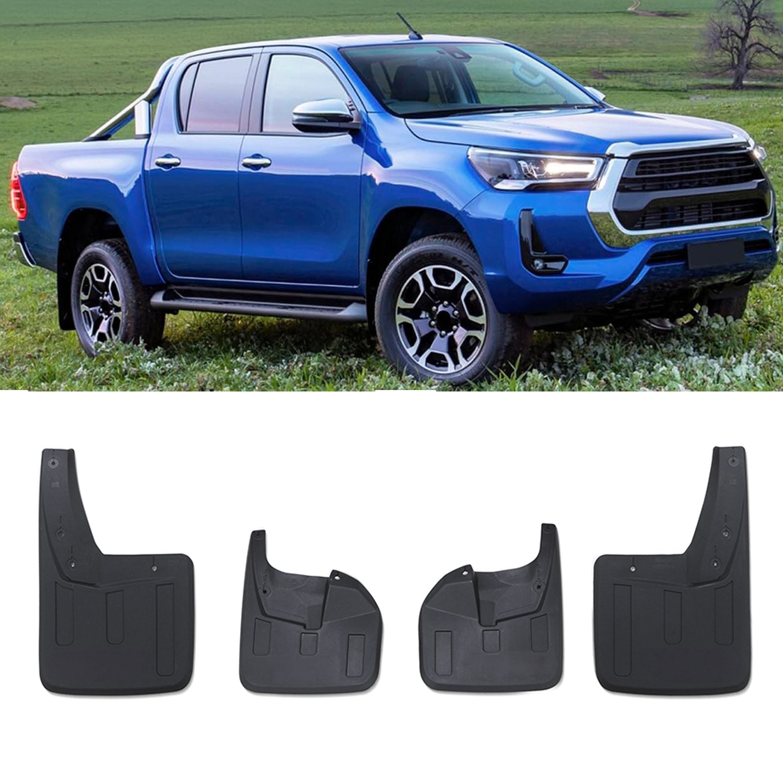 Toyota Hilux Revo MK8 15-21 TRD Style Black Mud Guard Flaps
