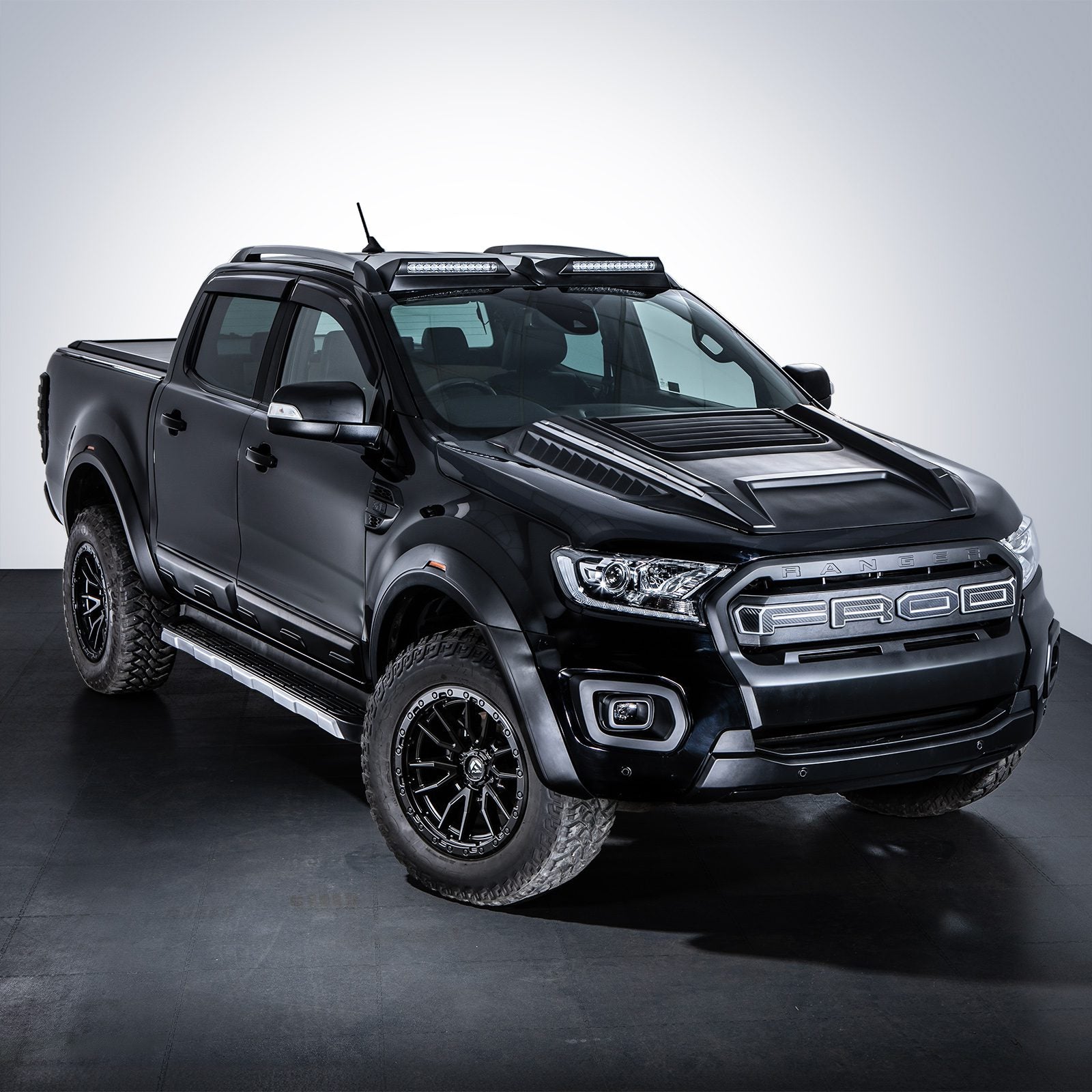 Ford Ranger T7 T8 15-22 Matte Black Wide Wheel Arch Kit with Amber LEDs