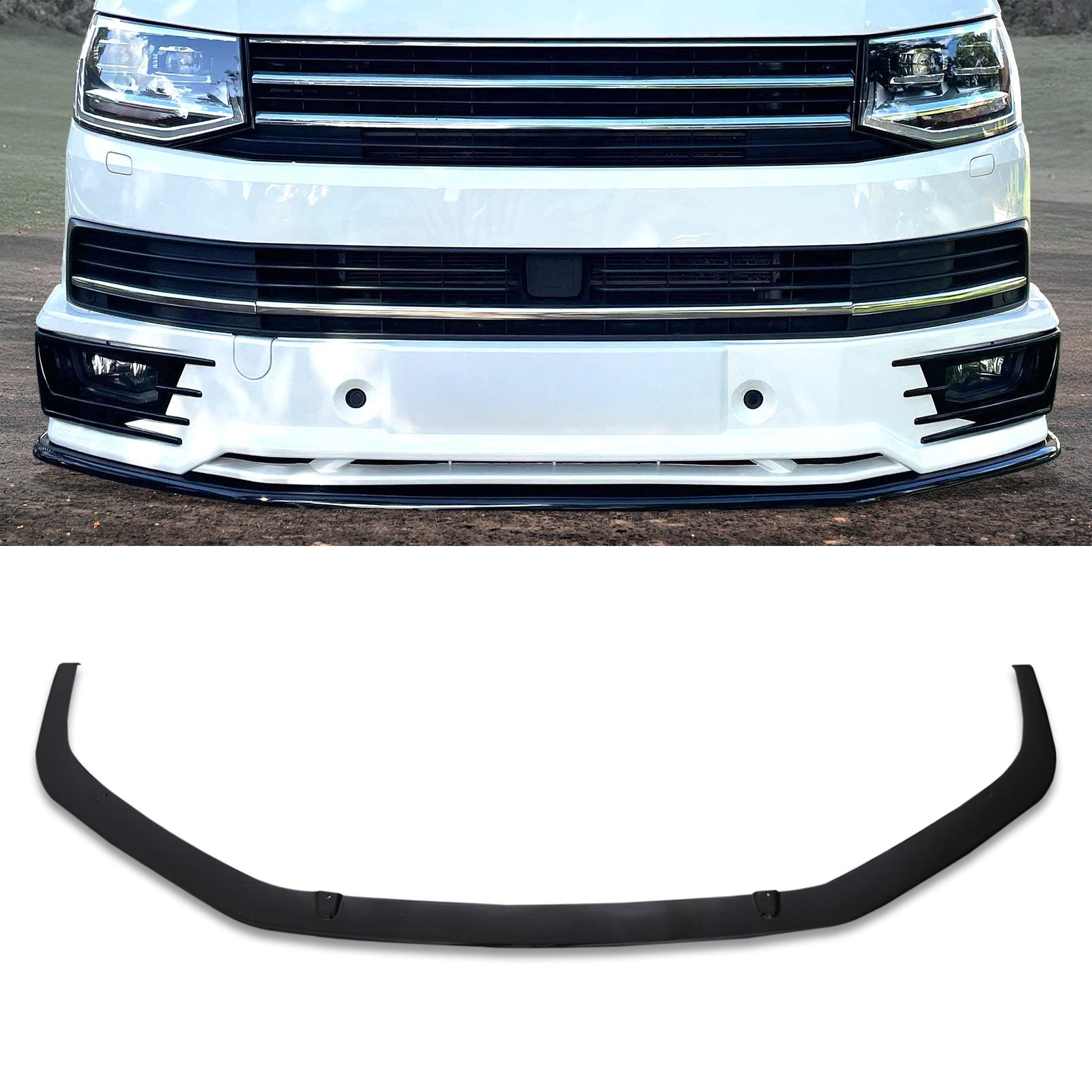 VW Transporter T6 16-19 Sportline Style Front Lip - Gloss Black