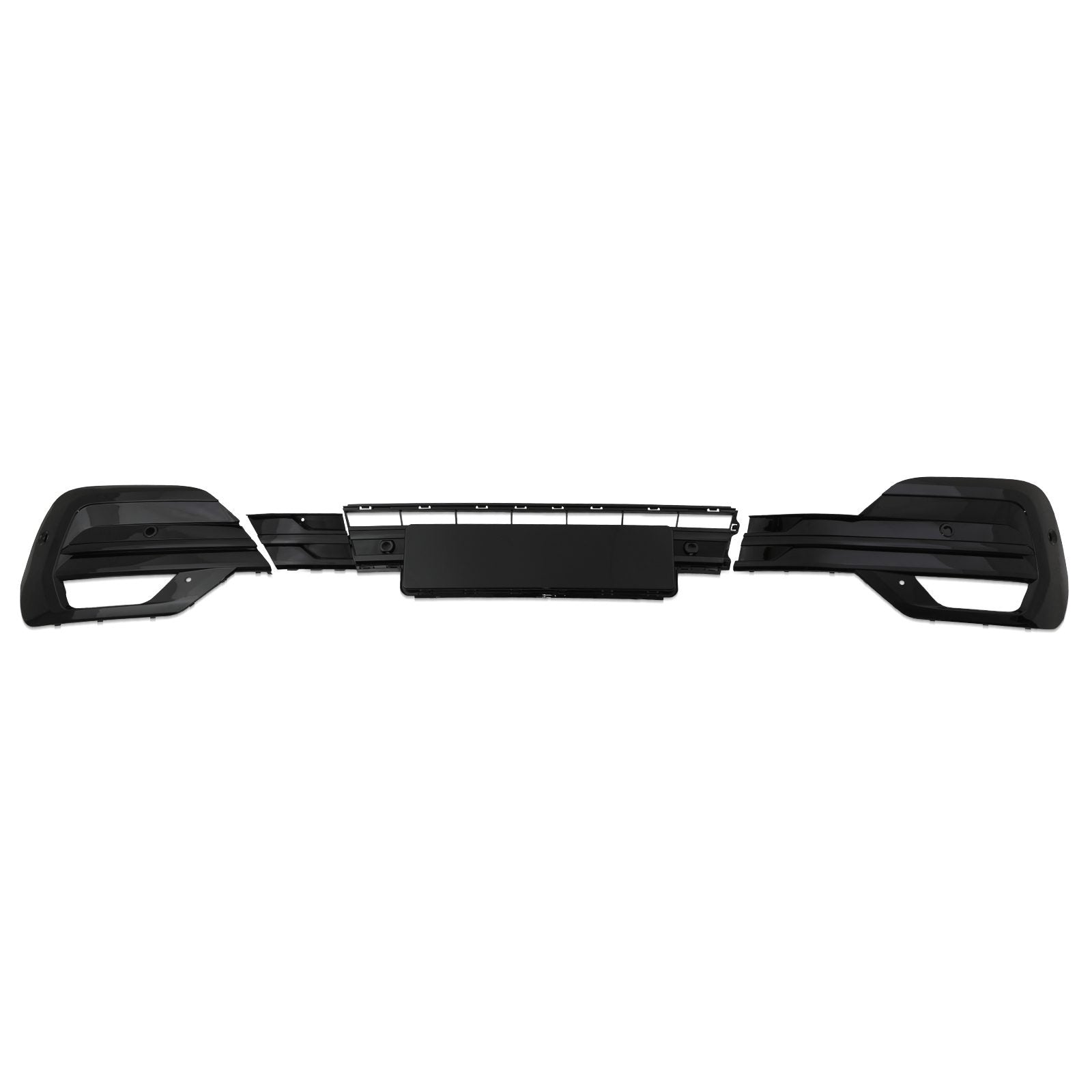 VW Transporter T6.1 19+ Gloss Black Front Bumper Fog Light Covers & Lower Grille