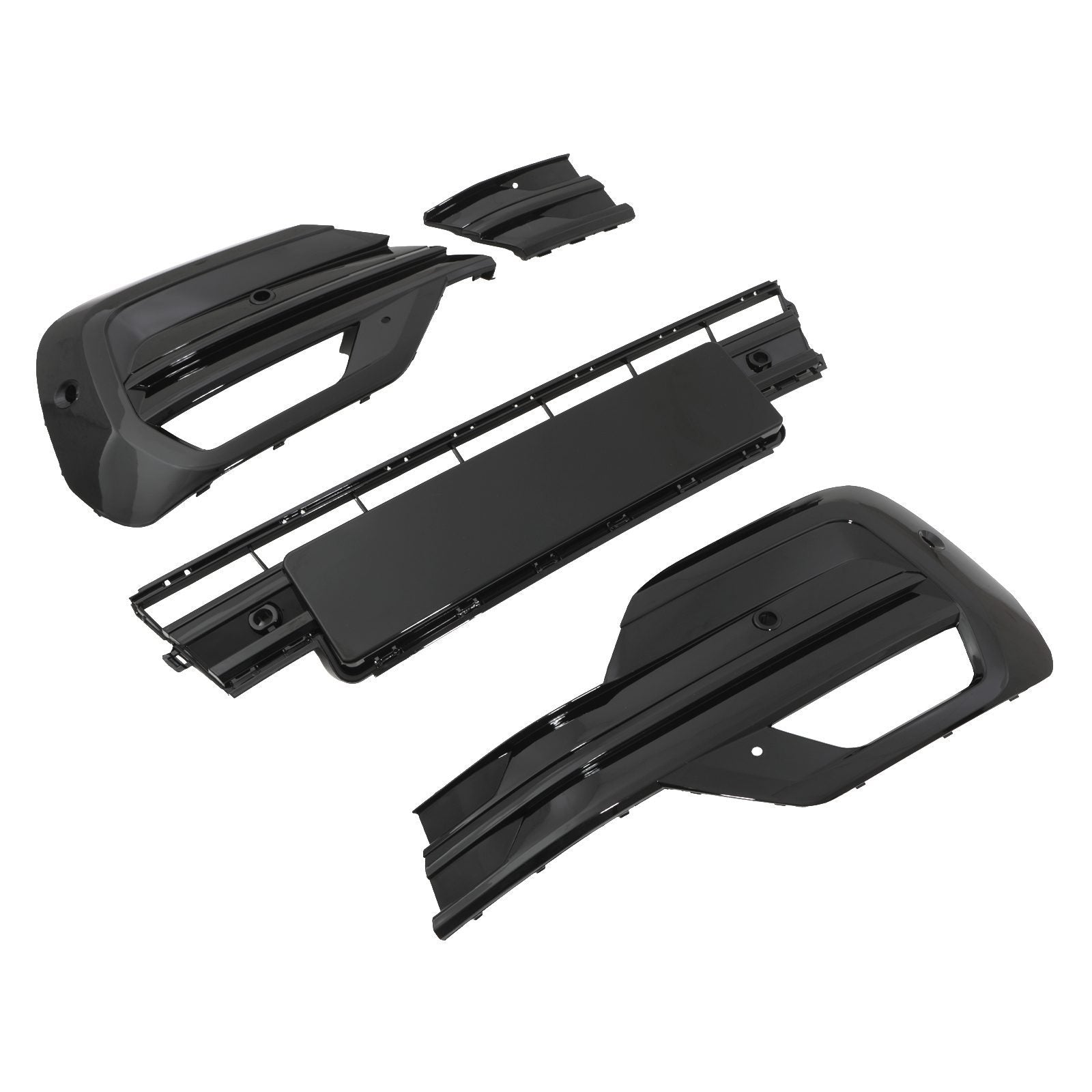 VW Transporter T6.1 19+ Gloss Black Front Bumper Fog Light Covers & Lower Grille