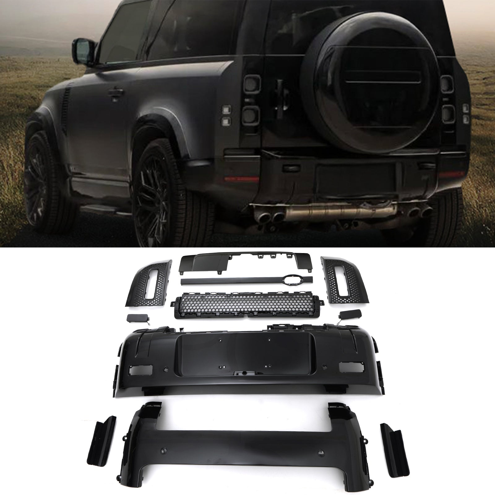 Predator 4x4 Black Pack Full Bumper Trim Kit To Fit Land Rover Defender L663 2020+