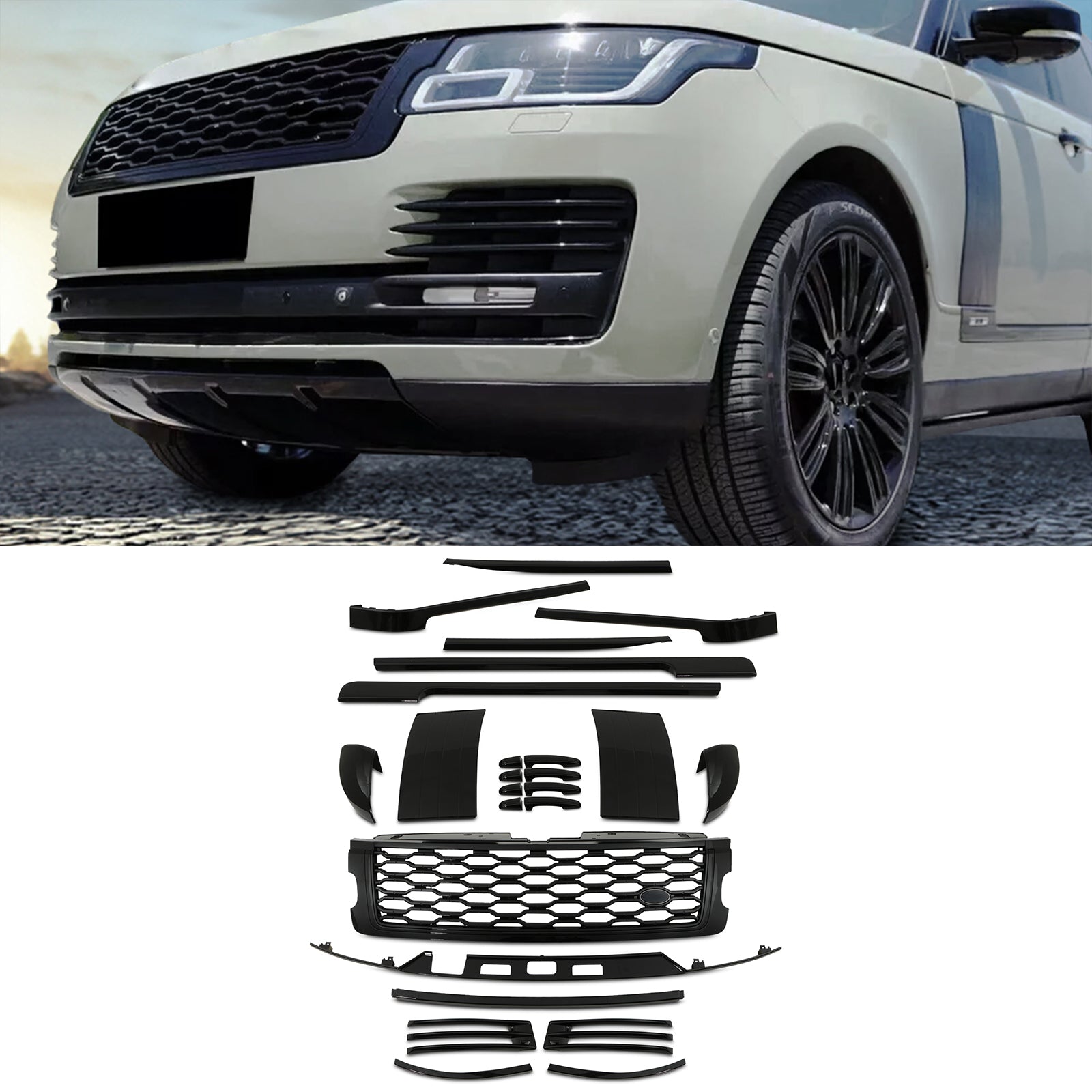 Predator 4x4 Black Pack Full Body Trim Kit To Fit Range Rover Vogue L405 2018-21
