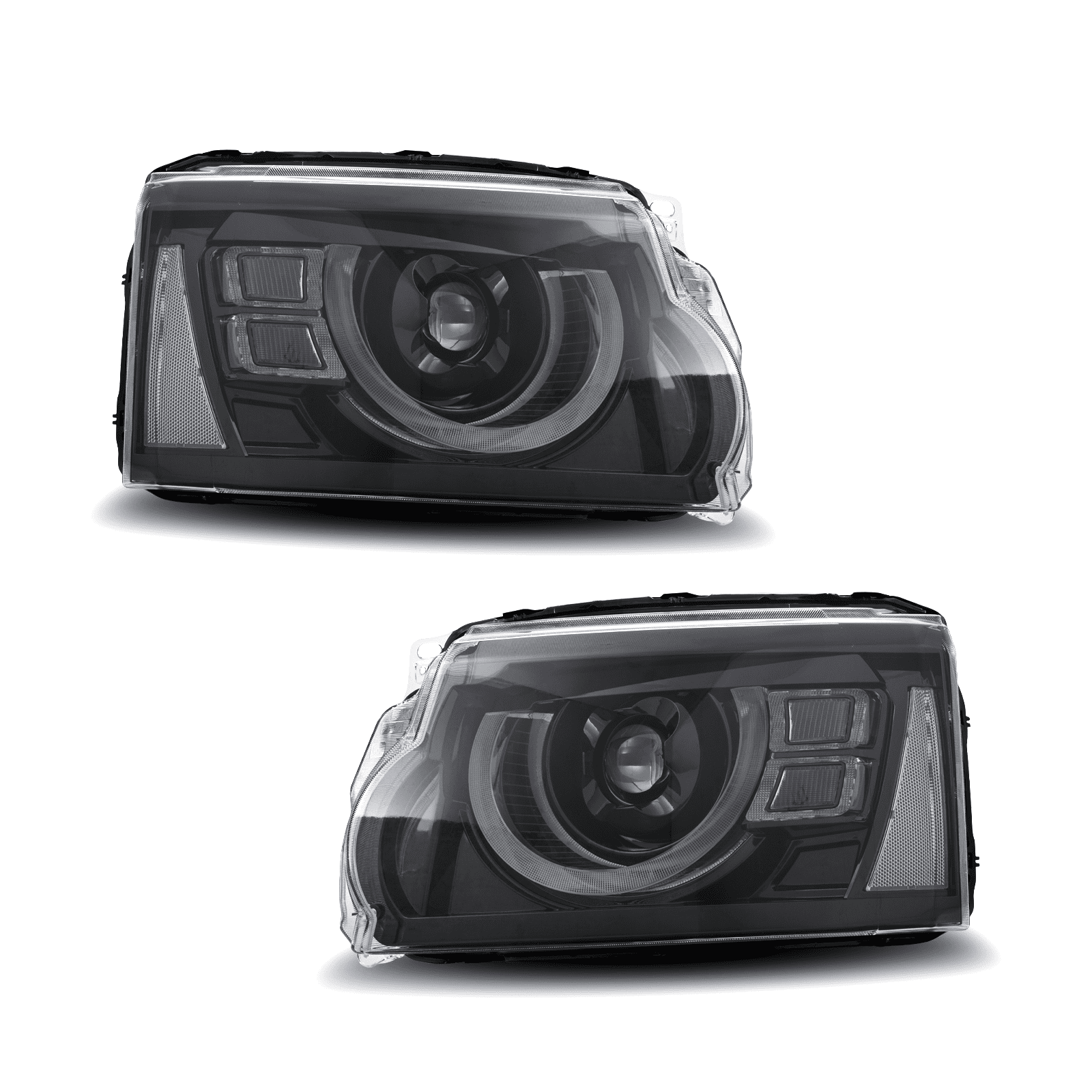 Predator 4x4 Defender Style Front LED Headlights To Fit Land Rover Discovery 4 L319 13-16