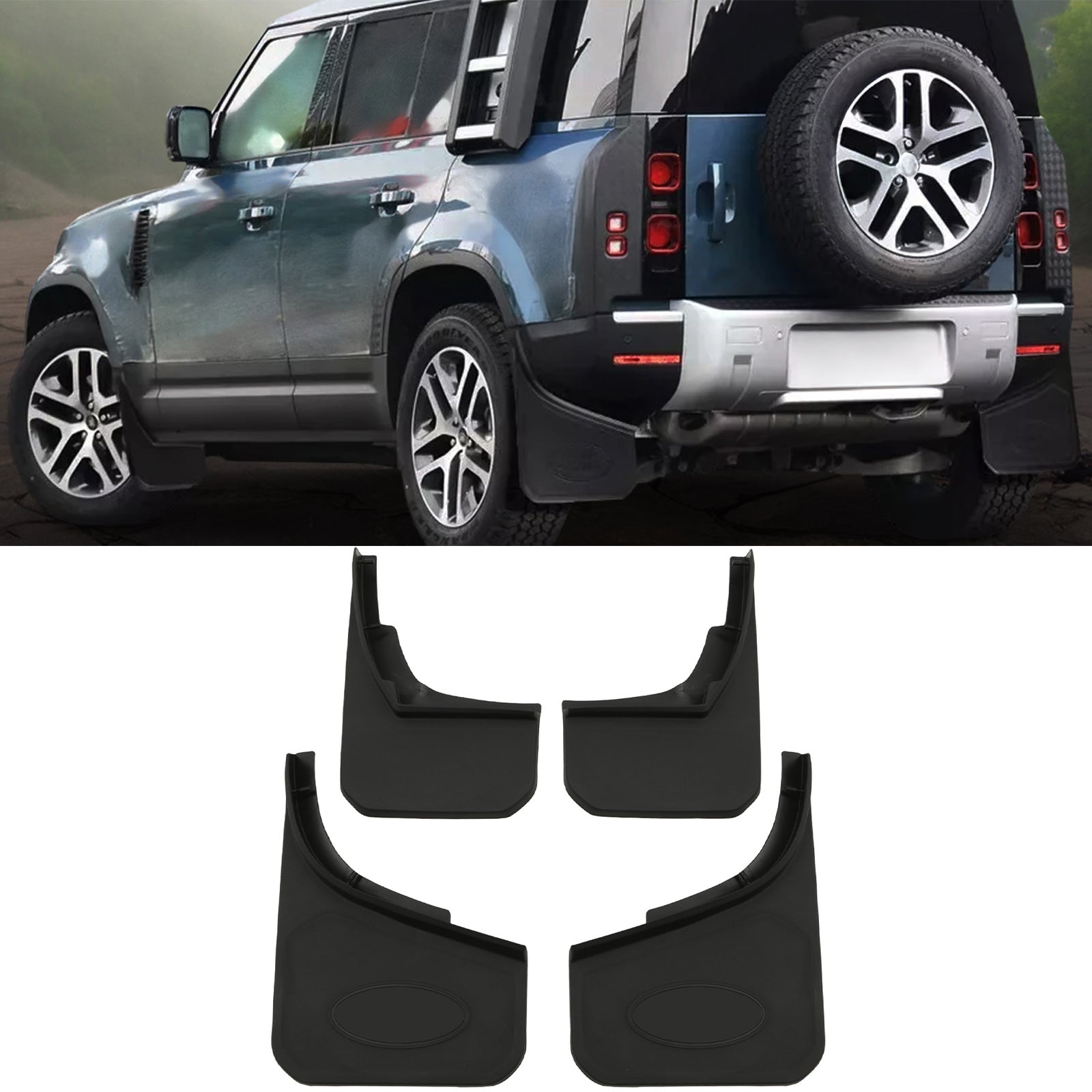 Predator 4x4 Black Mud Flaps To Fit Land Rover Defender 90 110 130 L663 2020+