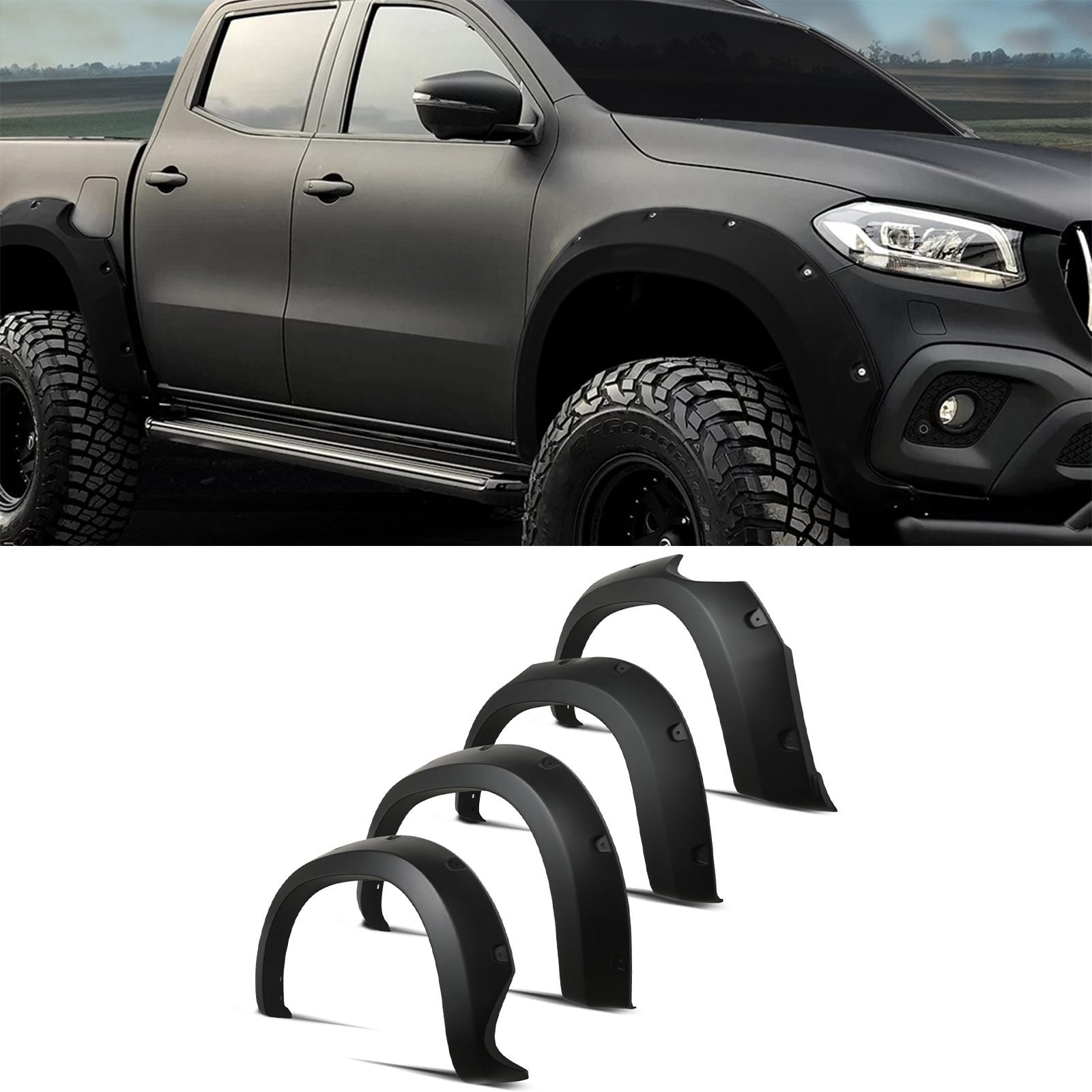 Mercedes X-Class Adblue 18-20 Matte Black Wheel Arches Bolt On Look