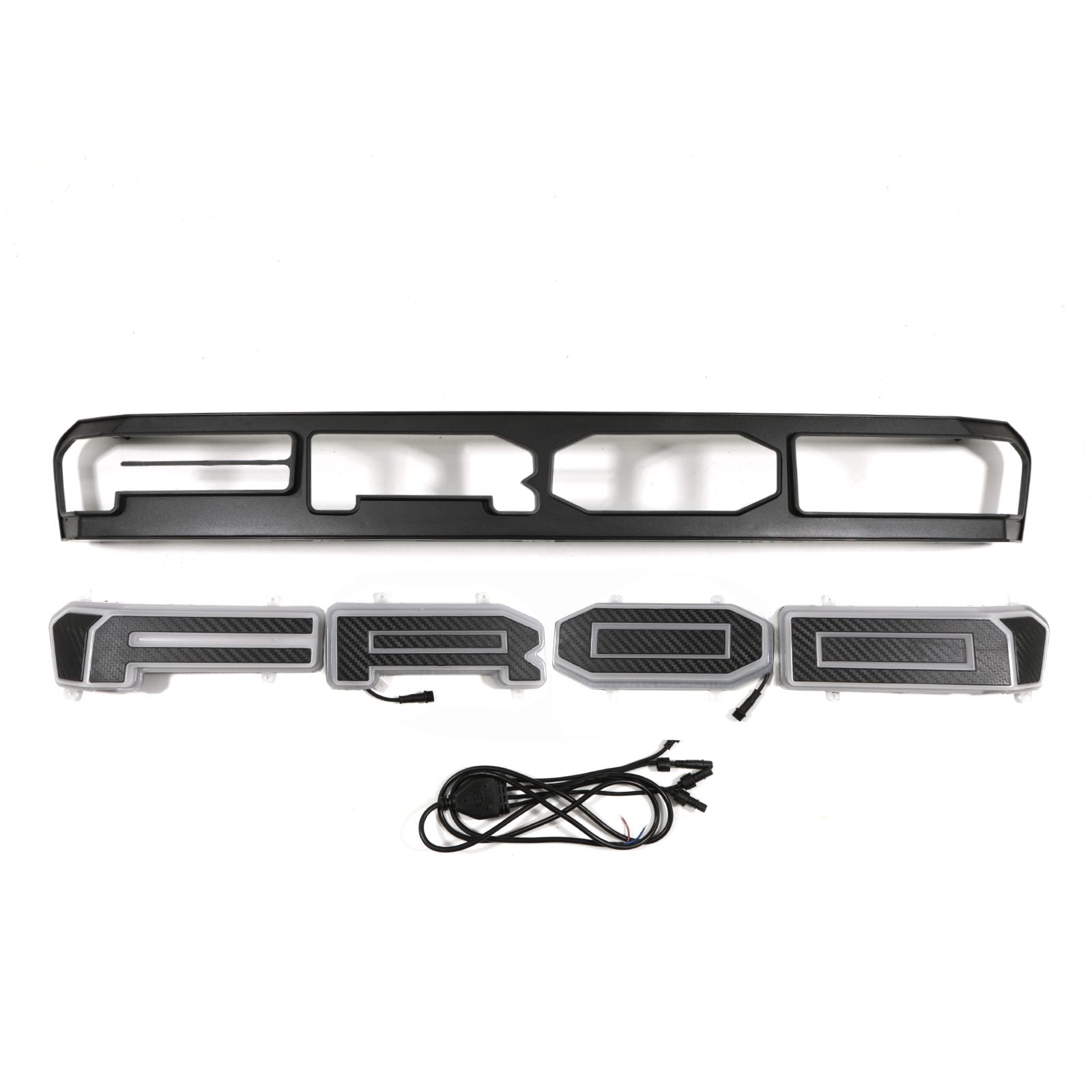 Ford Ranger T7 Wildtrak 15-17 Matte Black Grille With White LED Badge