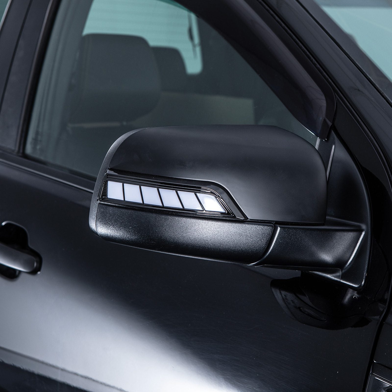 Ford Ranger T6 T7 T8 2011-2022 Black Door Mirror Covers With Dynamic LED Indicators