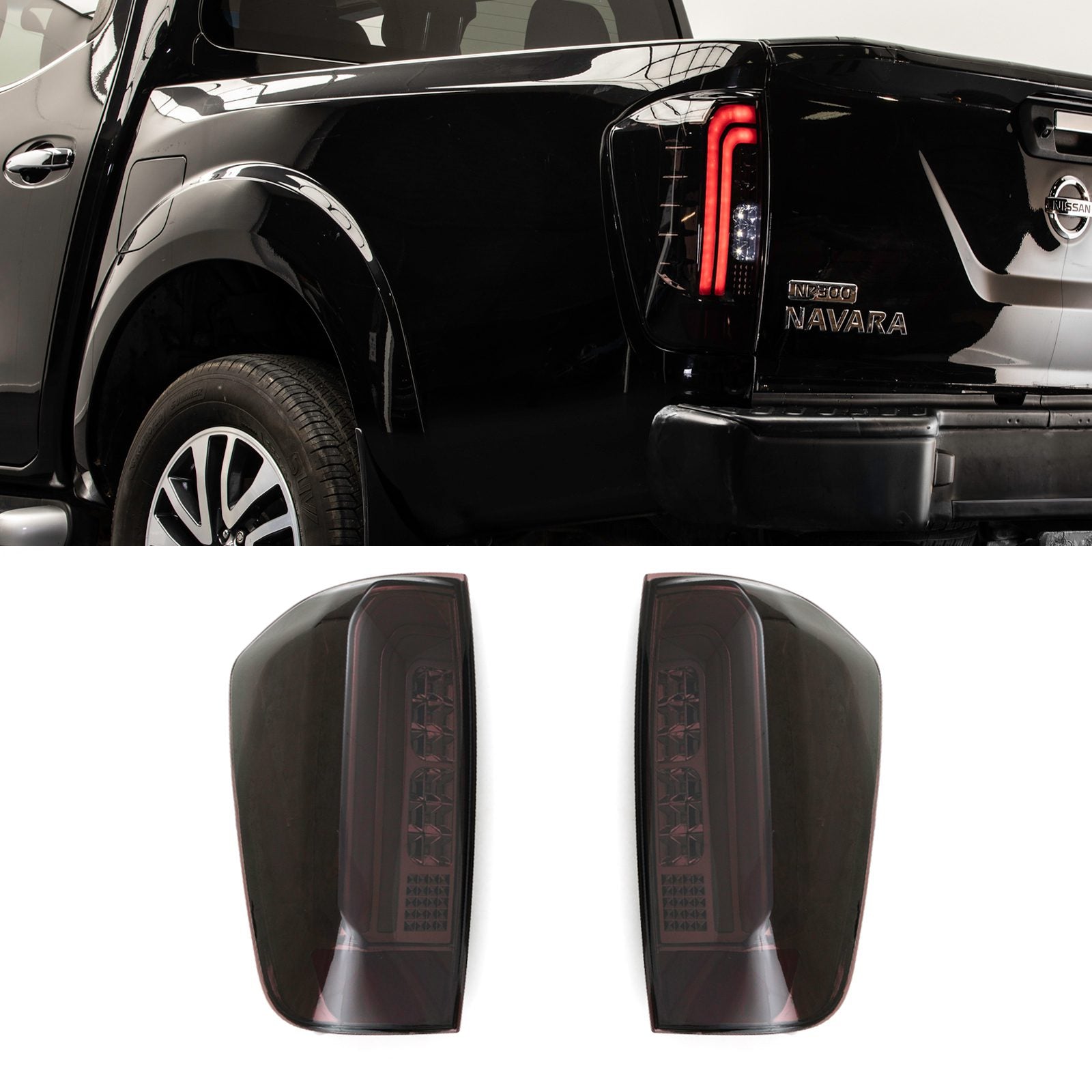 Nissan Navara D23 NP300 15-21 Smoked Rear LED Tinted Tail Lights