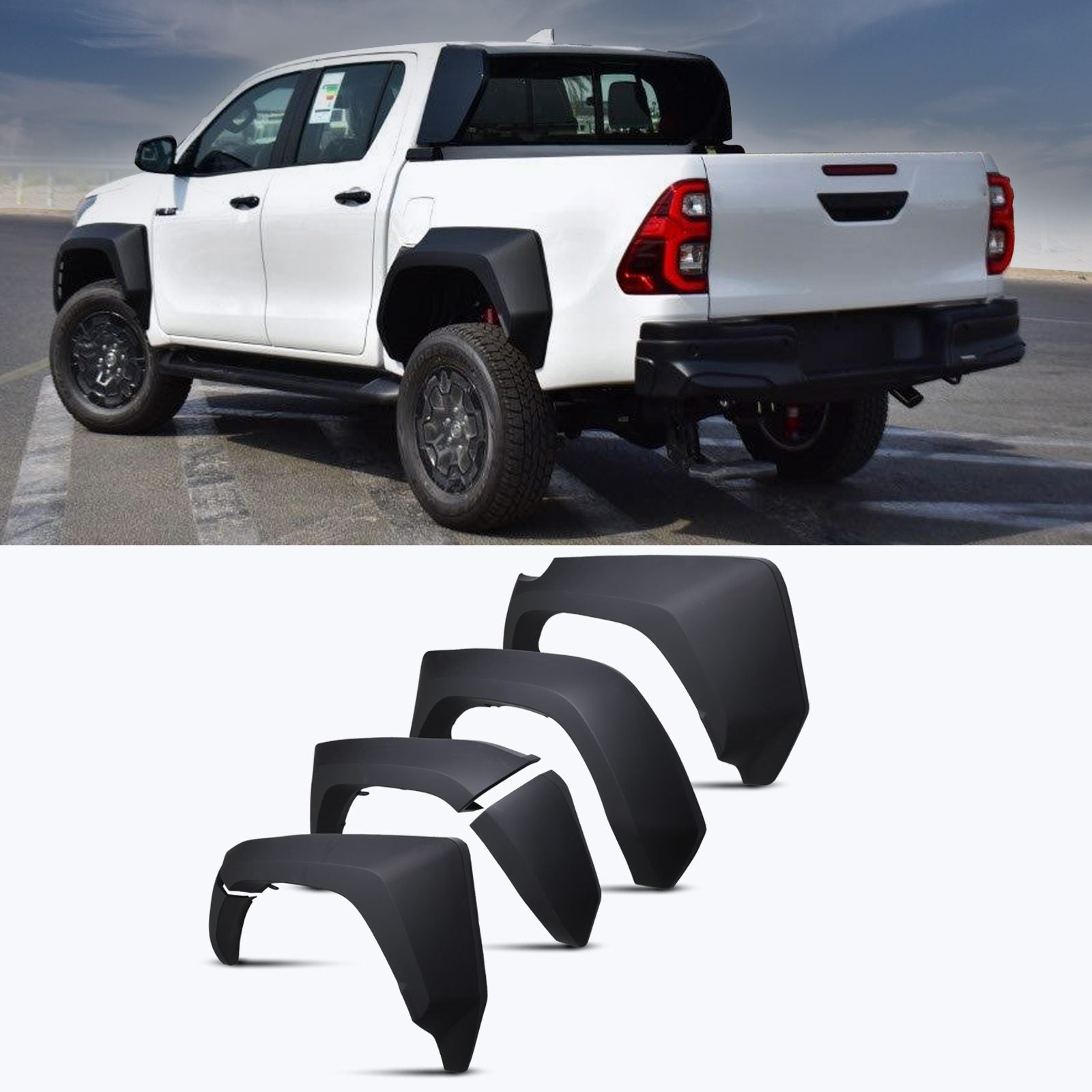 Toyota Hilux Revo MK9 2021+ GR Style Black Wheel Arches Kit