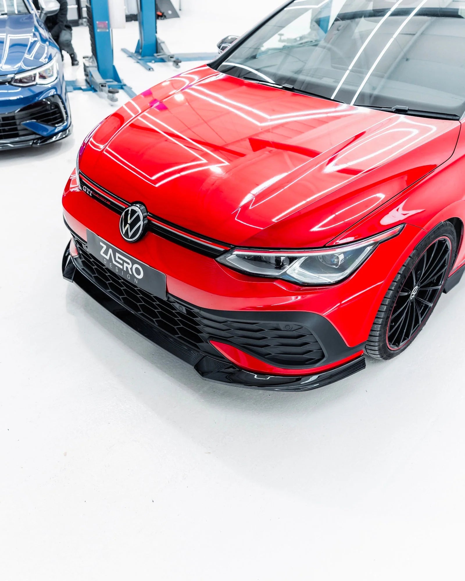 VW Golf GTI Clubsport Mk8 EVO-1 Gloss Black Front Splitter by ZAERO (2020+)