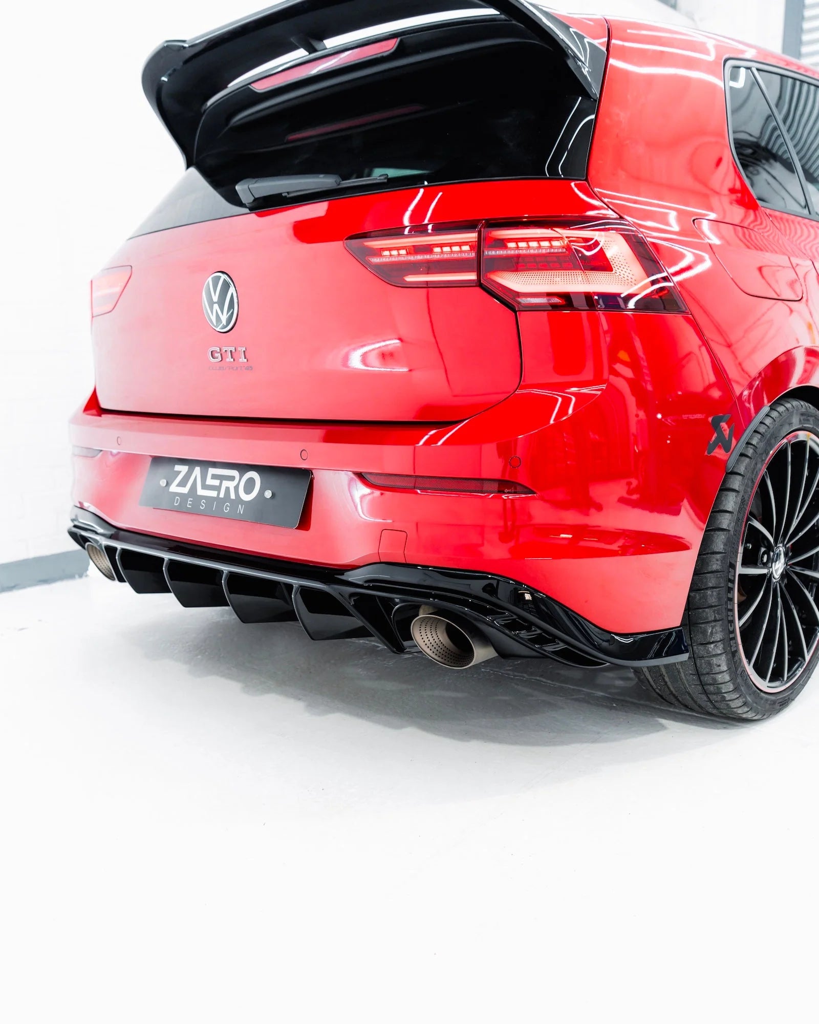 VW Golf GTI Clubsport Mk8 EVO-1 Gloss Black Rear Diffuser by ZAERO (2020+)