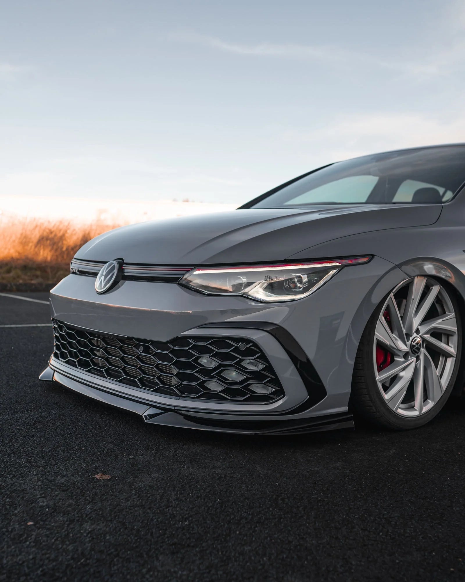 VW Golf R-Line & Golf GTI Mk8 EVO-1 Gloss Black Front Splitter by ZAERO (2020+)