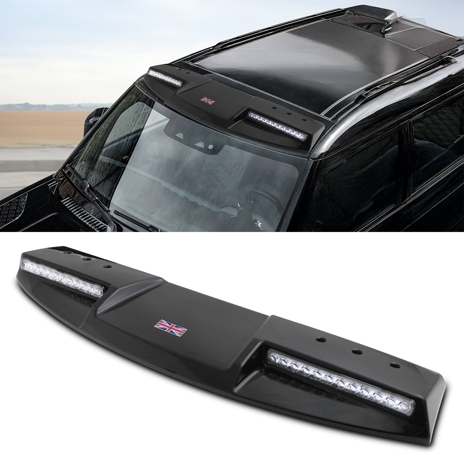 Predator 4x4 Gloss Black Roof Light To Fit Land Rover Defender L663 2020+