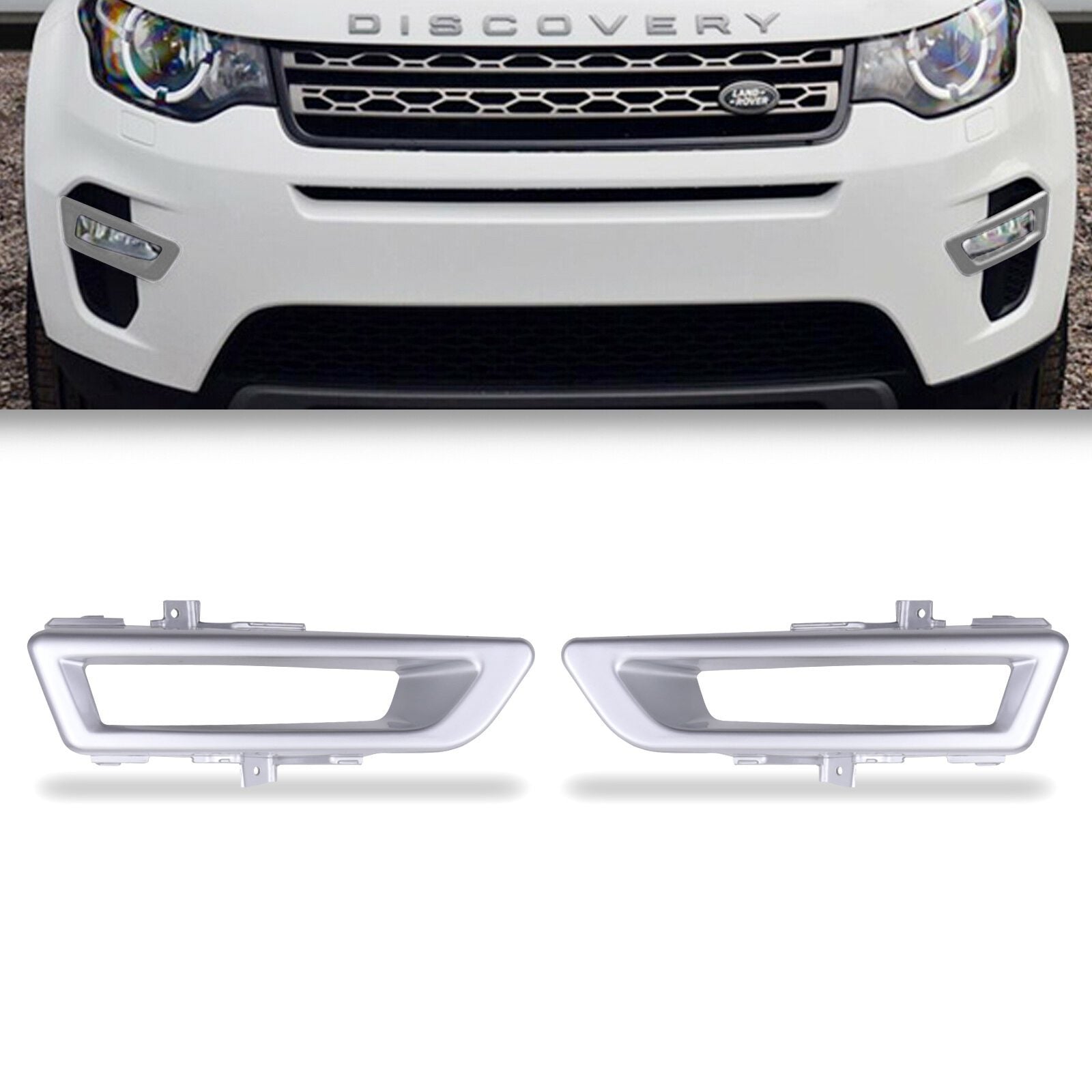 Predator 4x4 Silver Front Fog Light Covers To Fit Land Rover Discovery Sport 14+