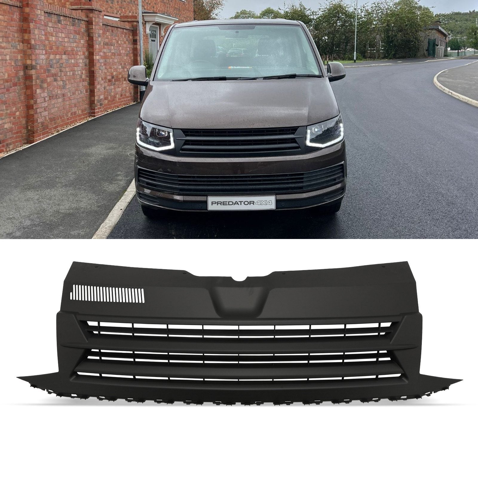VW Transporter T6 2016+ Matte Black Badgeless Grille