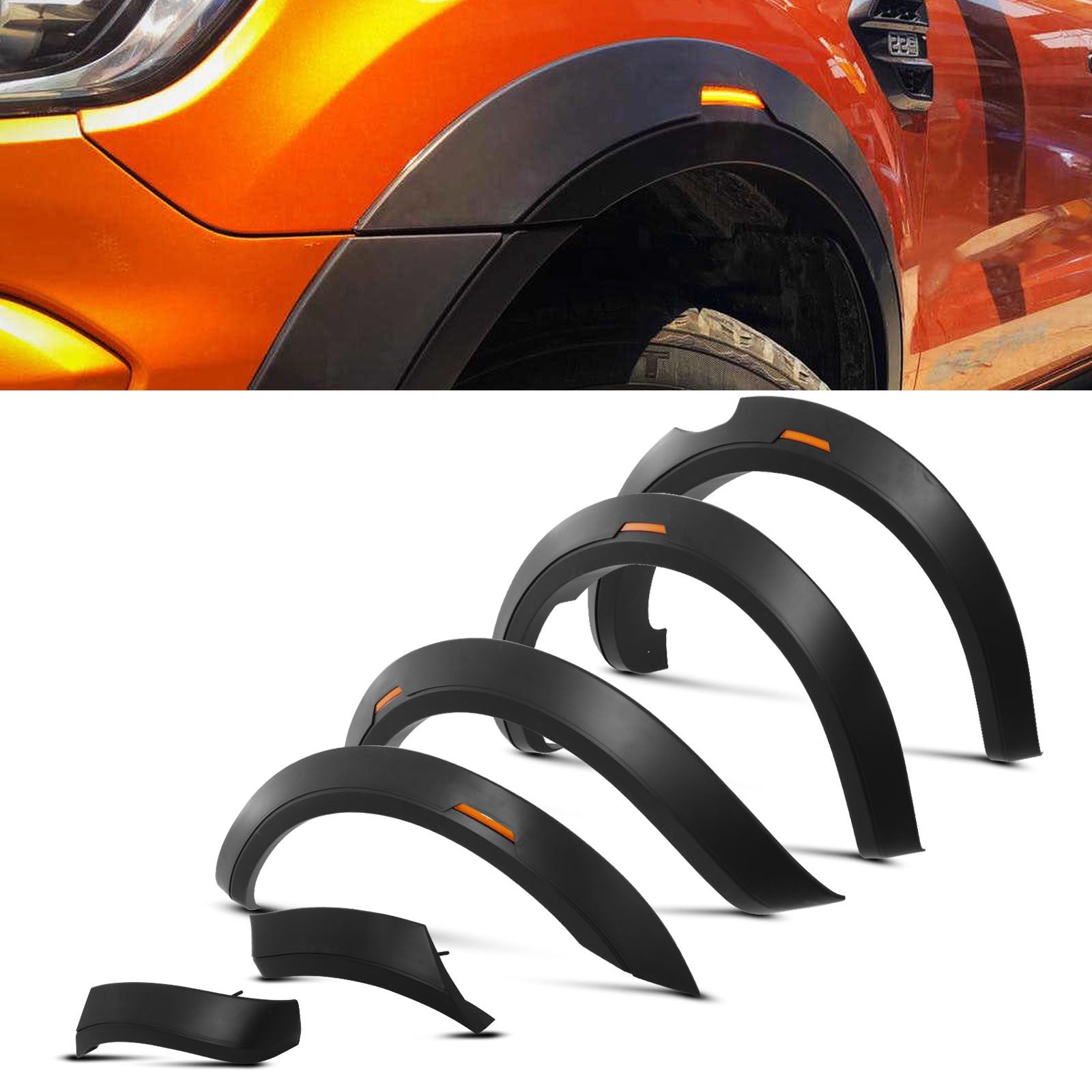 Ford Ranger T8 18+ Black Fender Flare Set With Reflectors