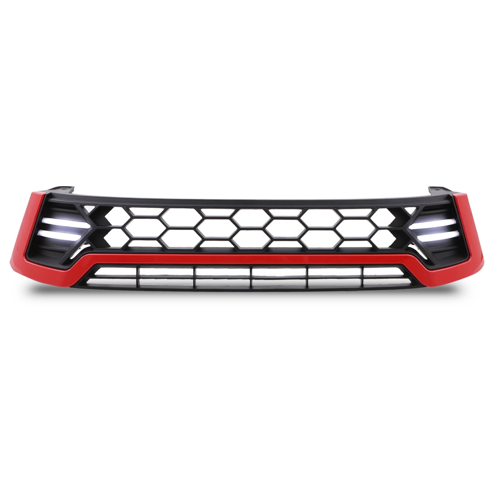 Toyota Hilux Revo 15+ Black & Red Honeycomb LED Grille