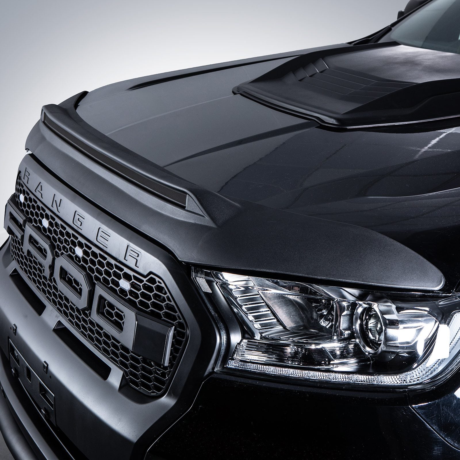 Ford Ranger T7 T8 2015-2022 Smoked Black Bonnet Guard