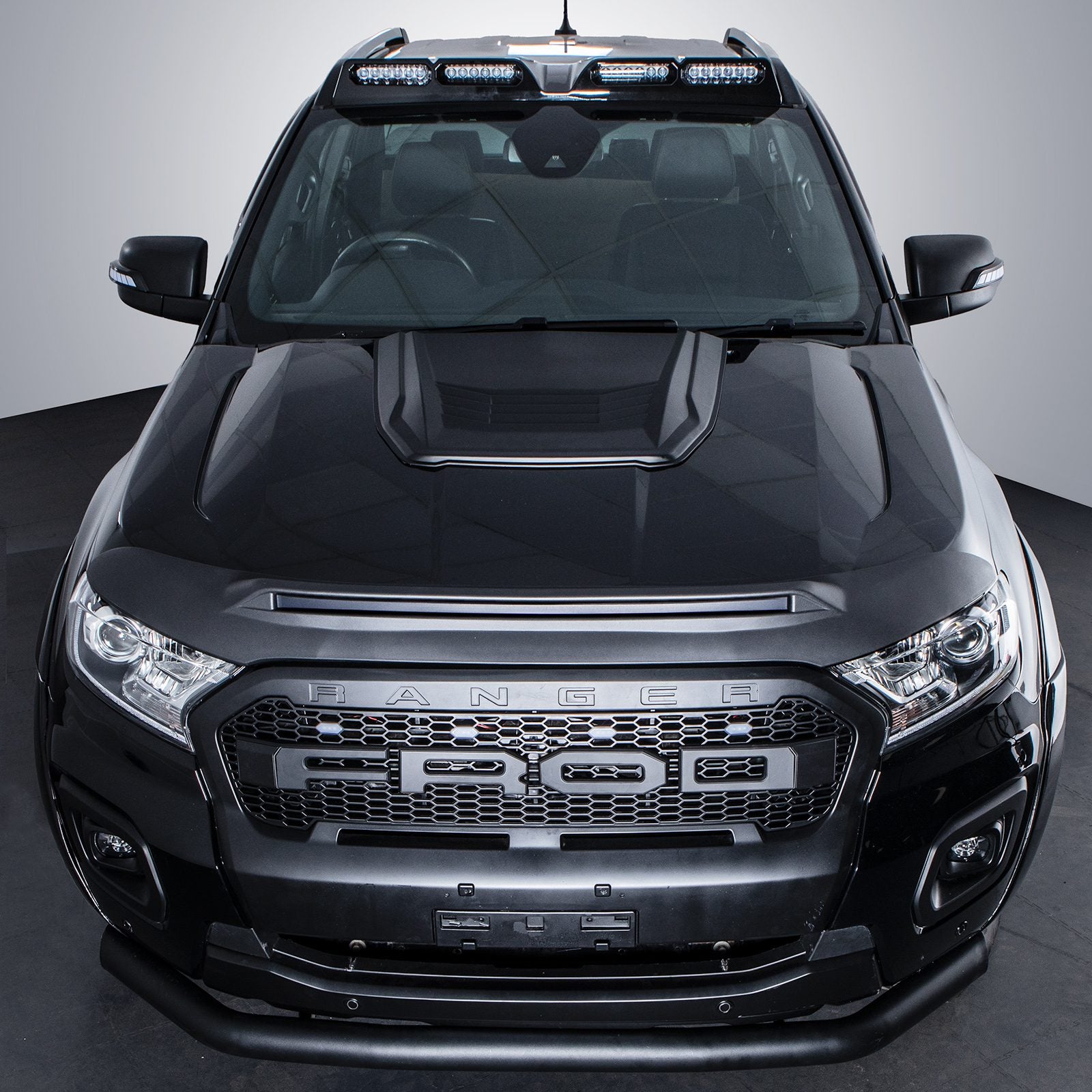 Ford Ranger T7 T8 2015-2022 Smoked Black Bonnet Guard