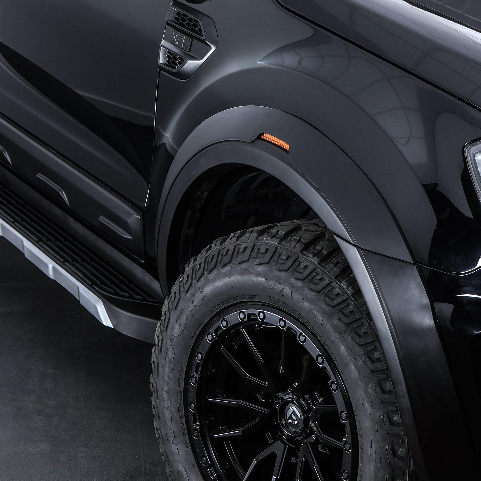 Ford Ranger T7 T8 15-22 Matte Black Wide Wheel Arch Kit with Amber LEDs