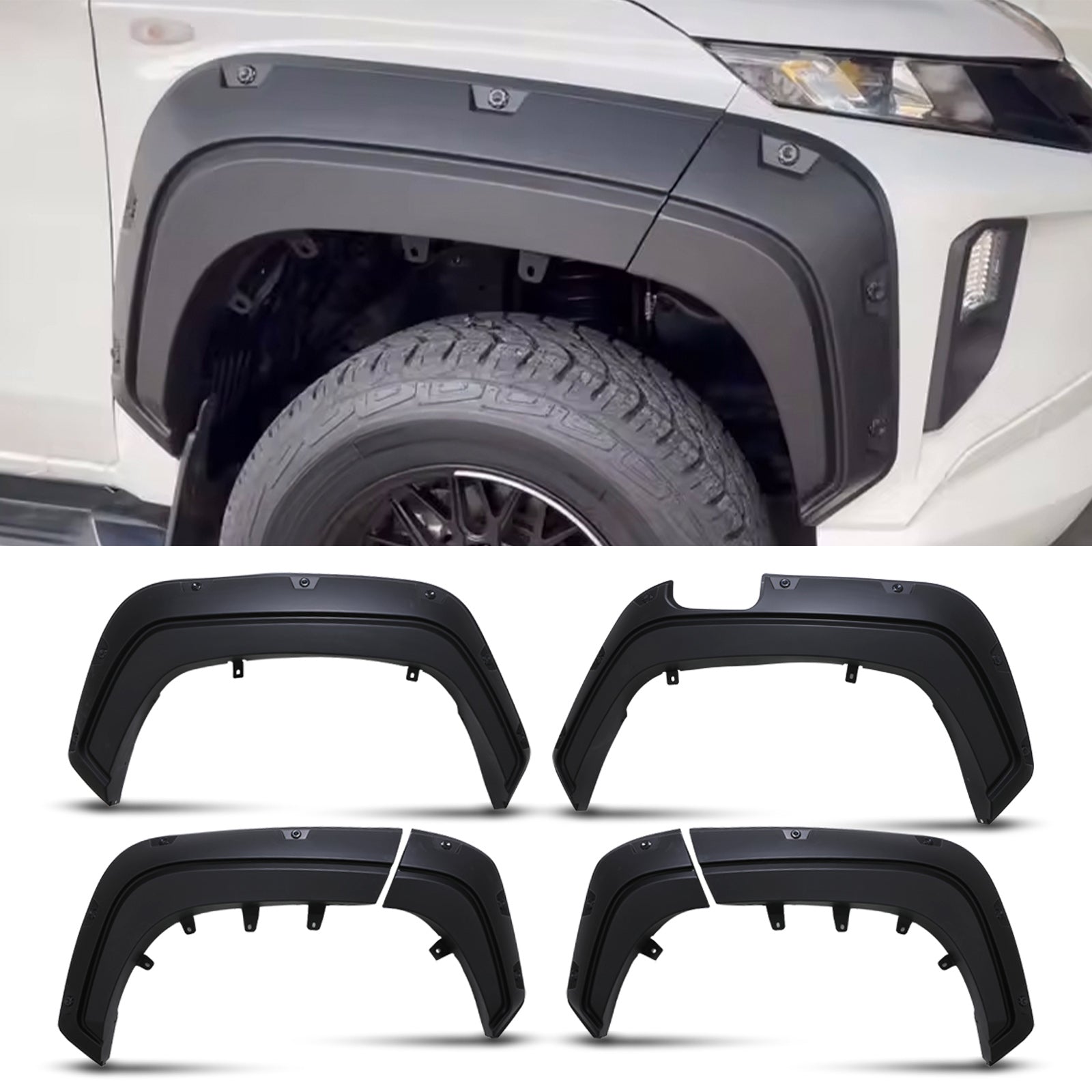Mitsubishi L200 Triton Series 6 2019+ Rivet Style Black Wheel Arches
