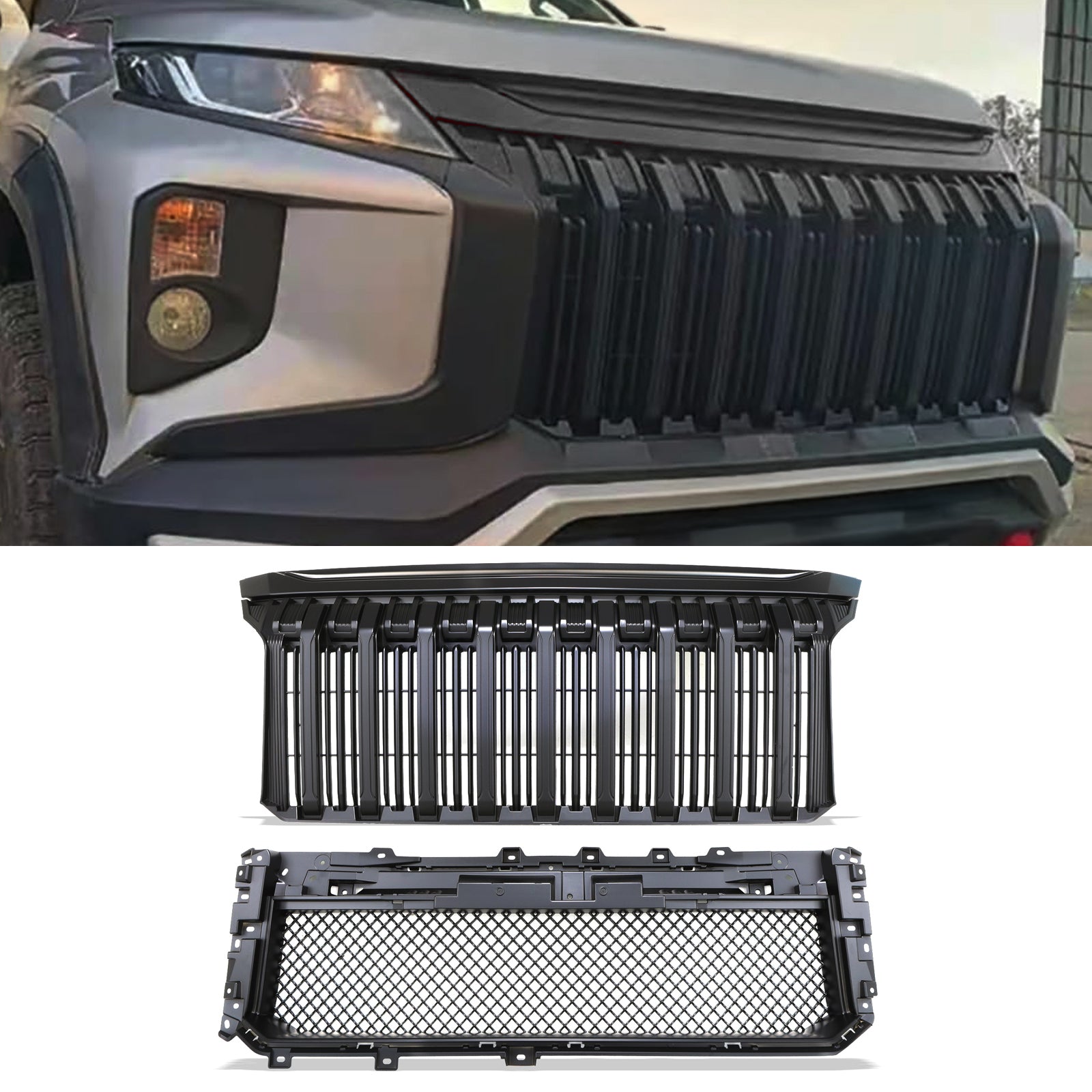 Mitsubishi L200 Triton 2019+ Black De-Badged Grille