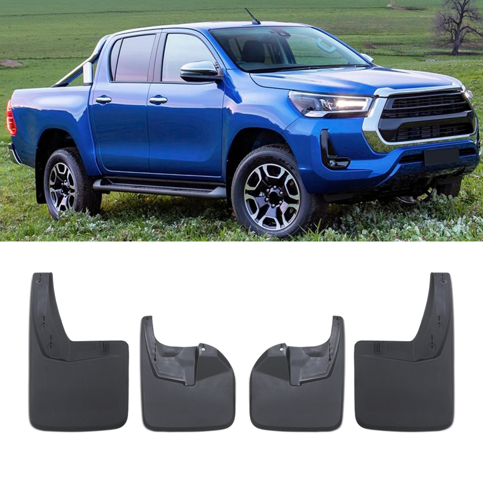 Toyota Hilux Revo MK8 15-21 Black Mud Guard Flaps