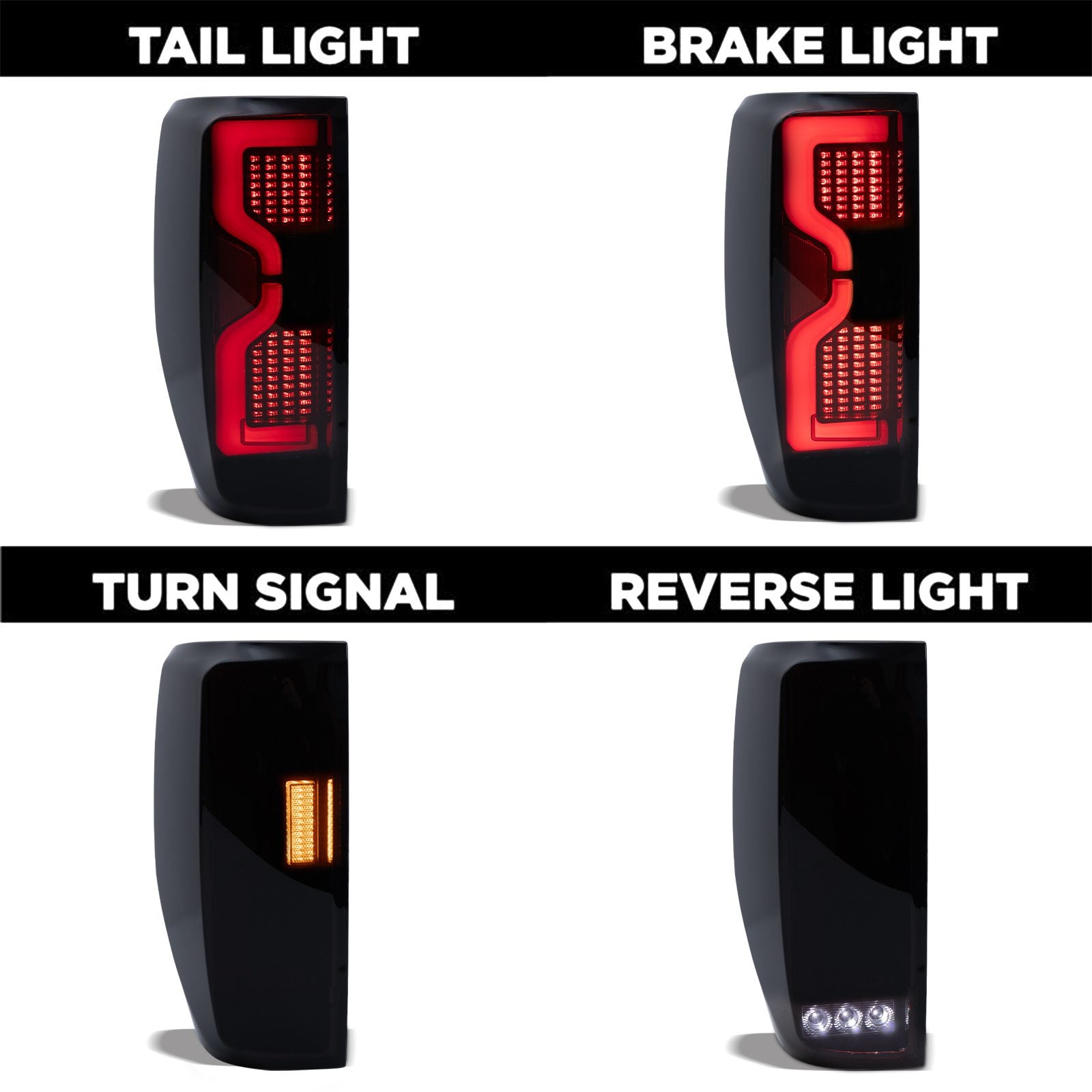 Ford Ranger T6 T7 T8 2012-2022 Smoked LED Hilux Style Rear Tail Lights
