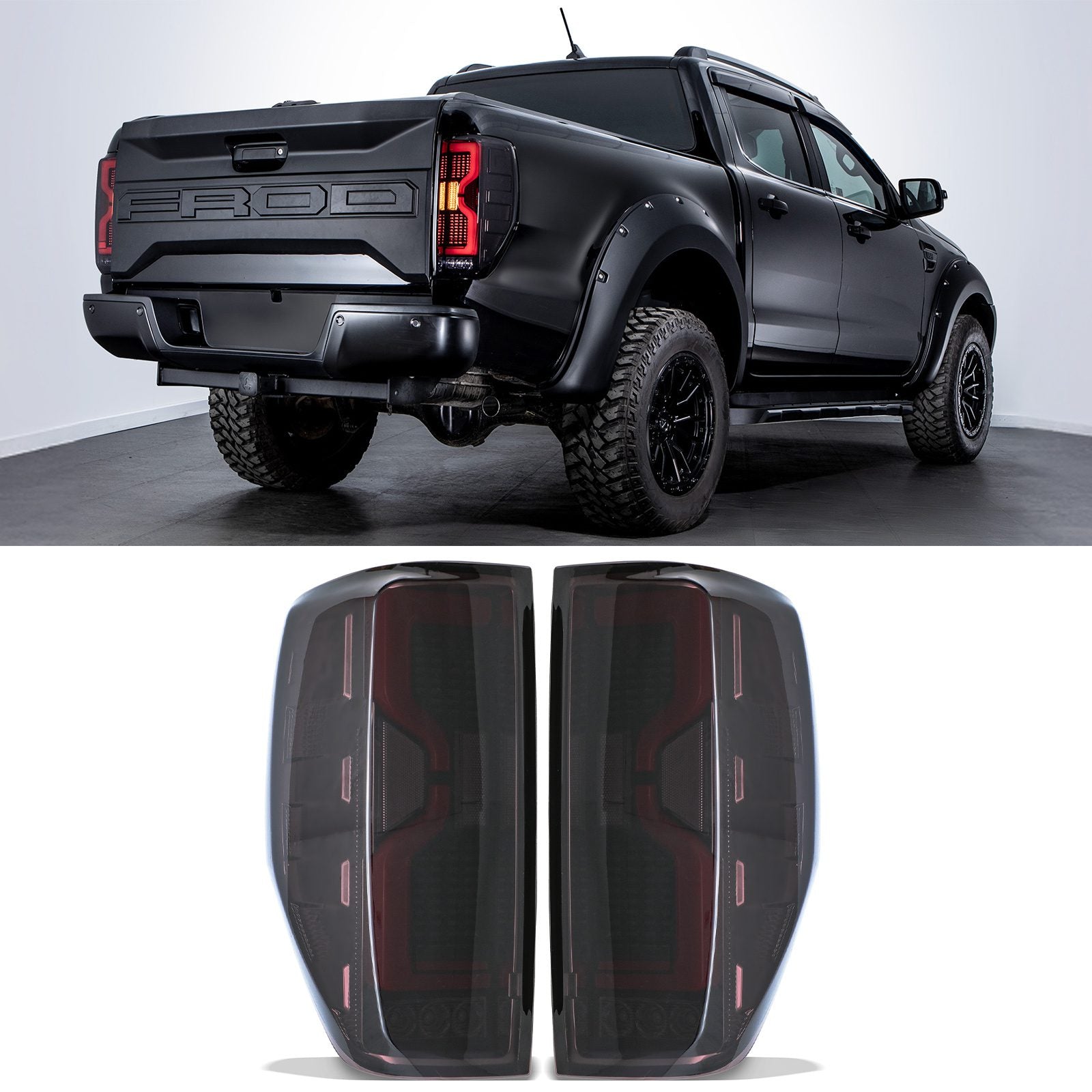Ford Ranger T6 T7 T8 2012-2022 Smoked LED Hilux Style Rear Tail Lights