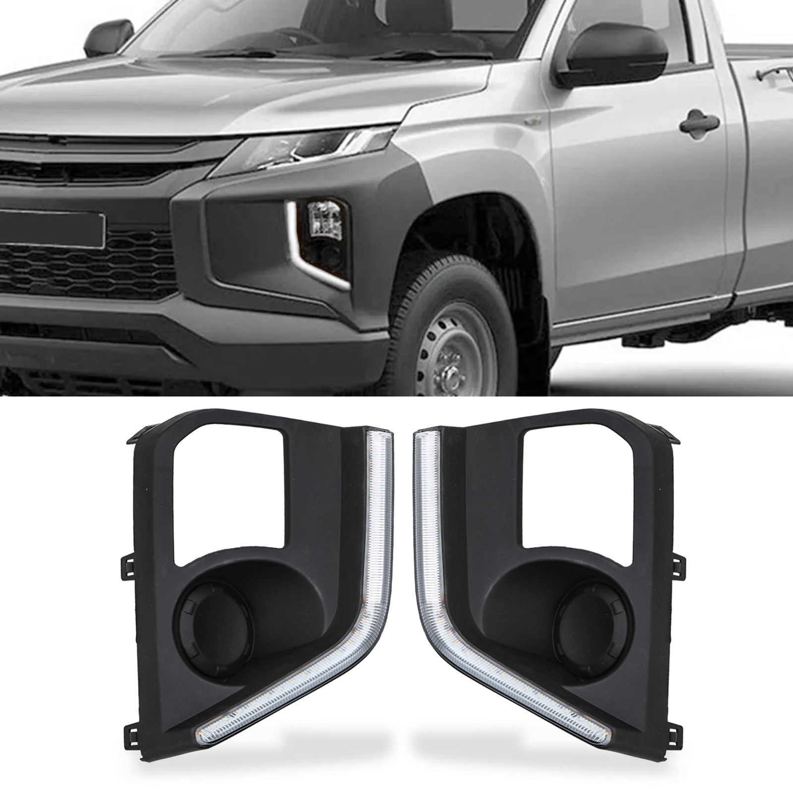 Mitsubishi L200 Triton Series 6 19-23 LED DRL Fog Light Surrounds