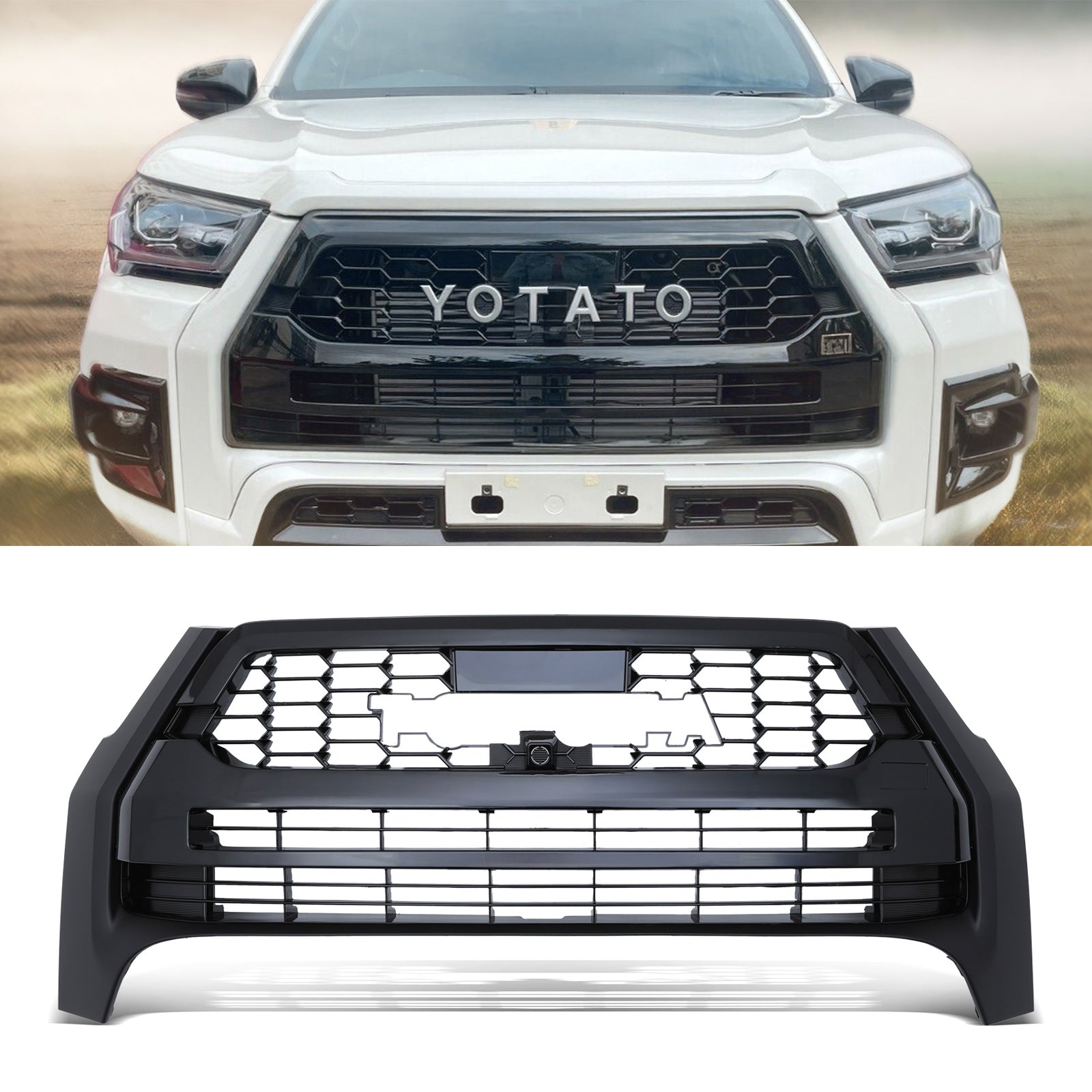 Toyota Hilux Invincible X MK9 2021+ Gloss Black GR Sport Style Front Grille