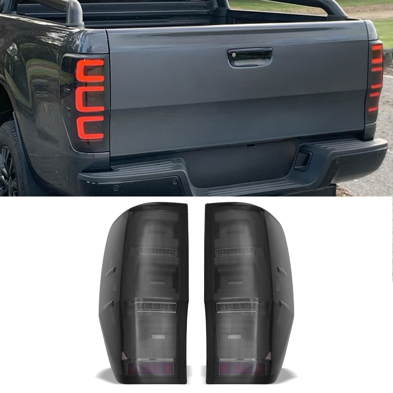 Ford Ranger T6 T7 T8 12-22 Smoked LED Rear Tail Lights
