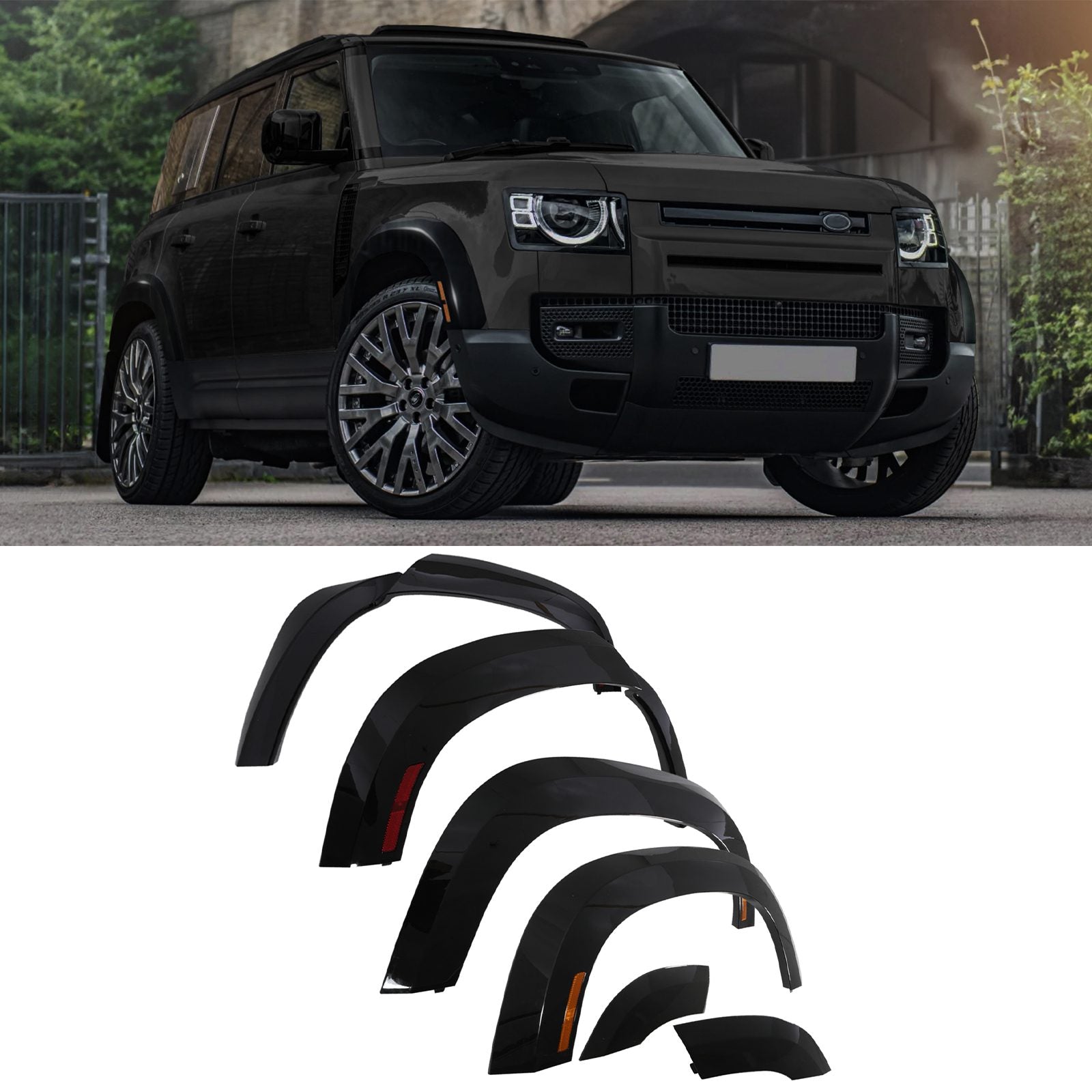 Predator 4x4 Gloss Black Wide Wheel Arches To Fit Land Rover Defender 110 L663 2020+
