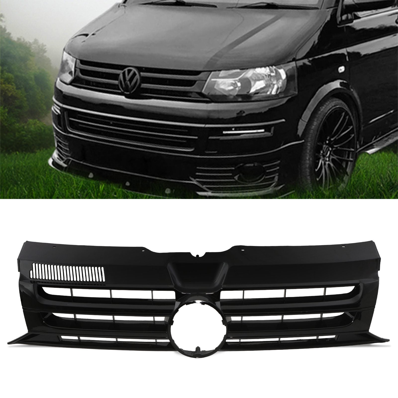 VW Transporter T5.1 09-15 Gloss Black badged Grille