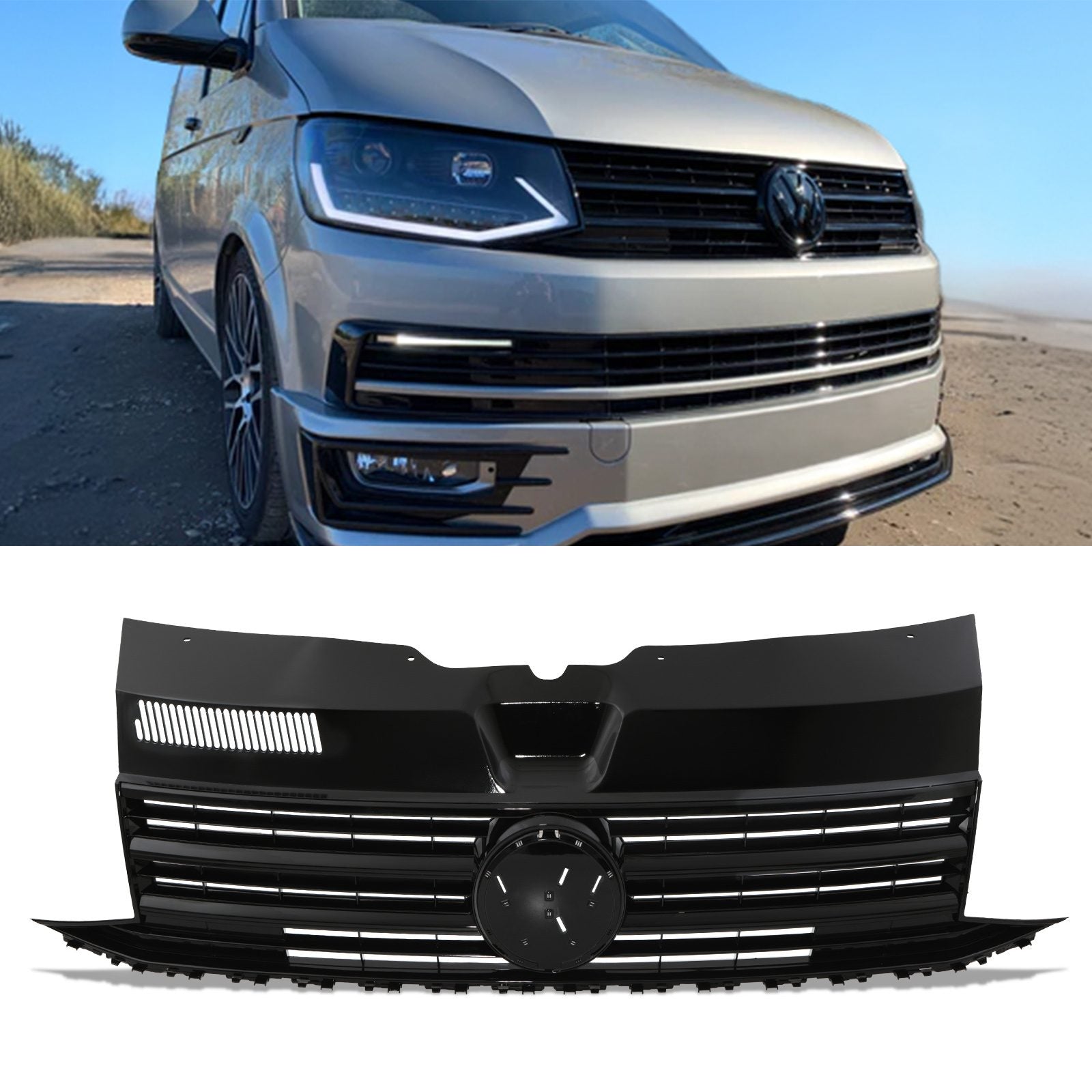 VW Transporter T6 2016+ Gloss Black Badged Grille