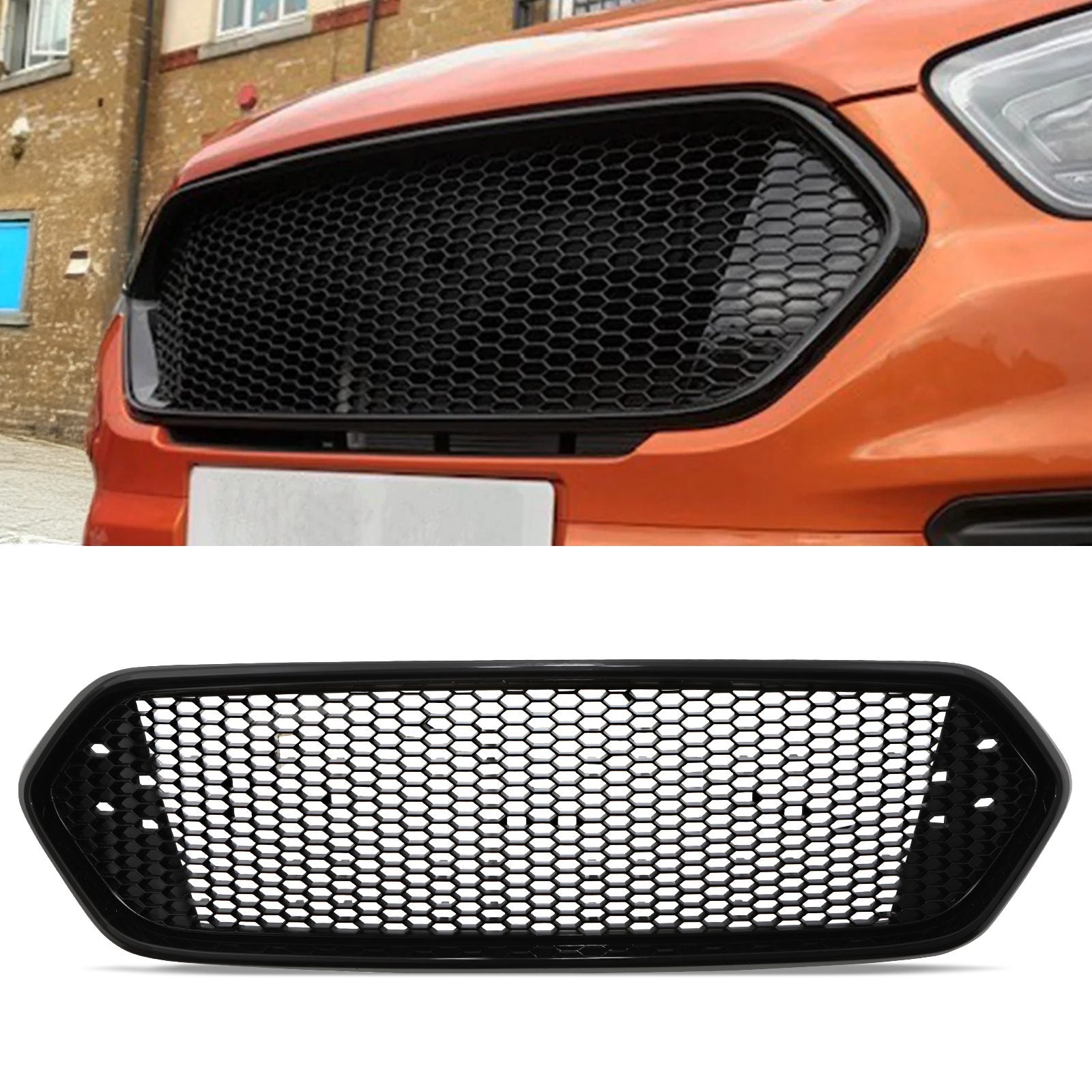 Ford Transit Custom 2018-21 Gloss Black Debadged Mesh Grille