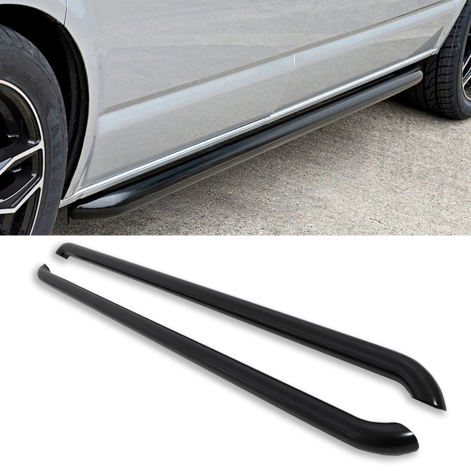 VW Transporter T5 & T6 LWB 03+ Gloss Black Side Bars